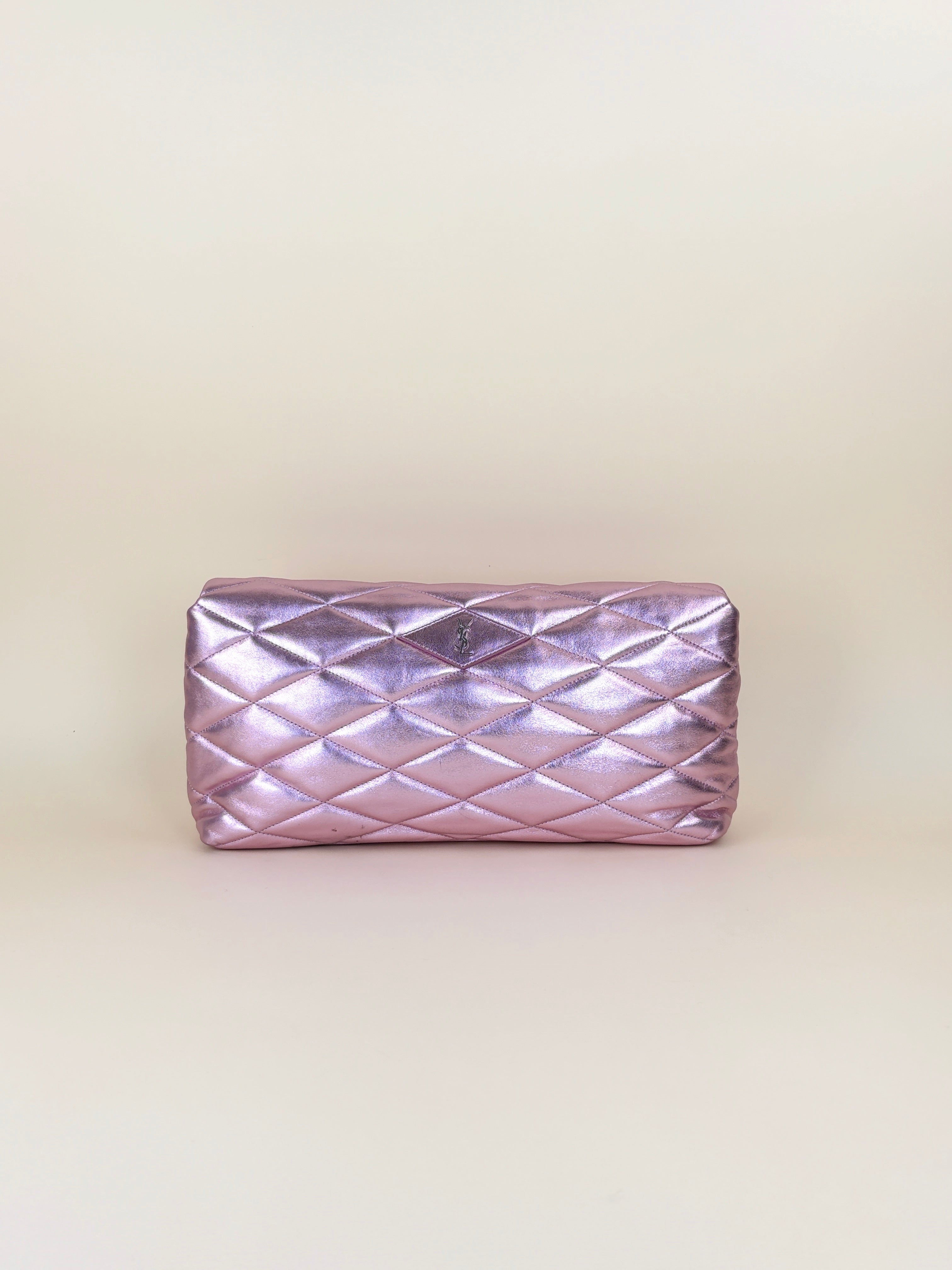 YSL Metallic Pink Envelope Large Pouch