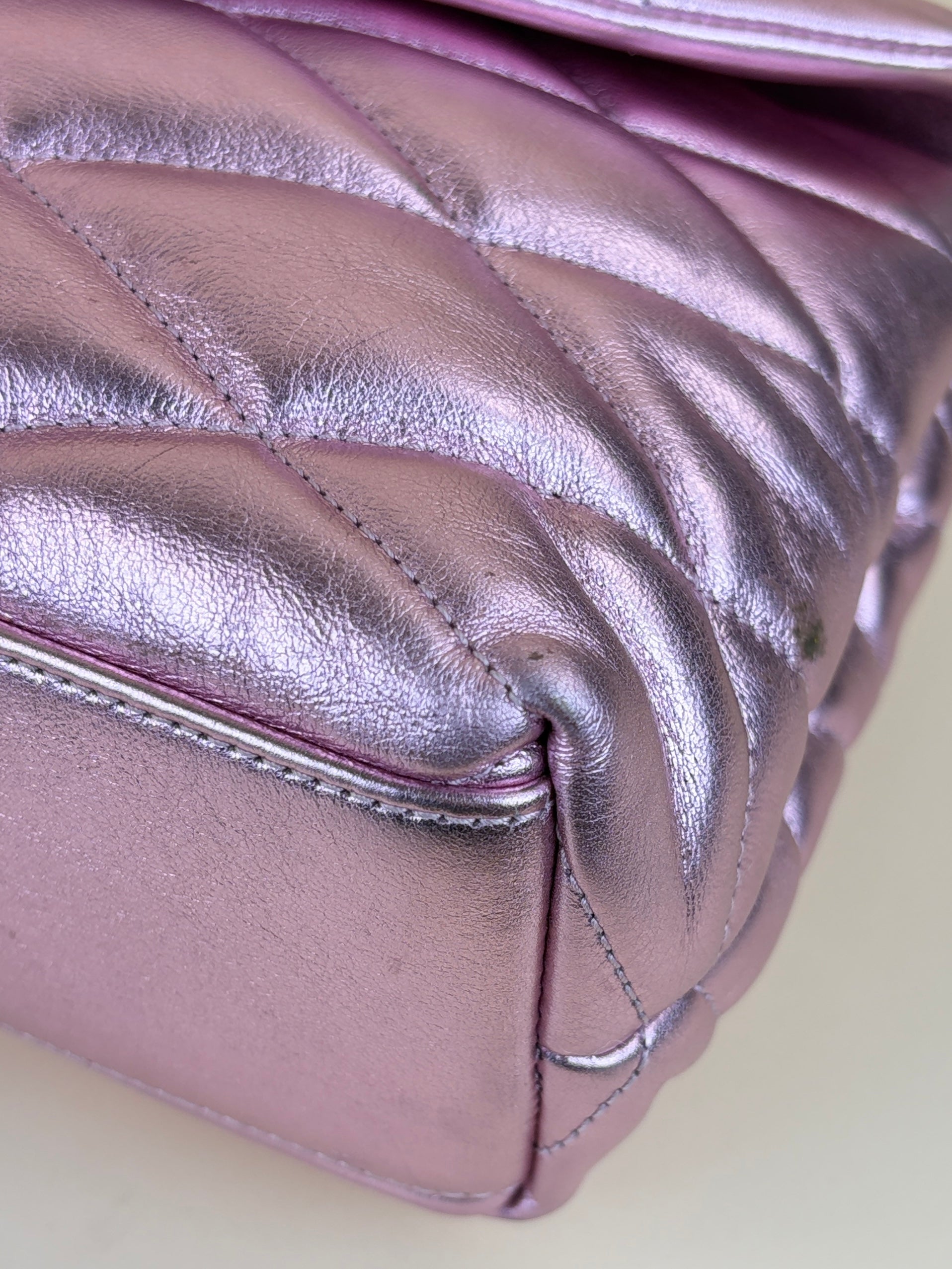 YSL Metallic Pink Envelope Large Pouch