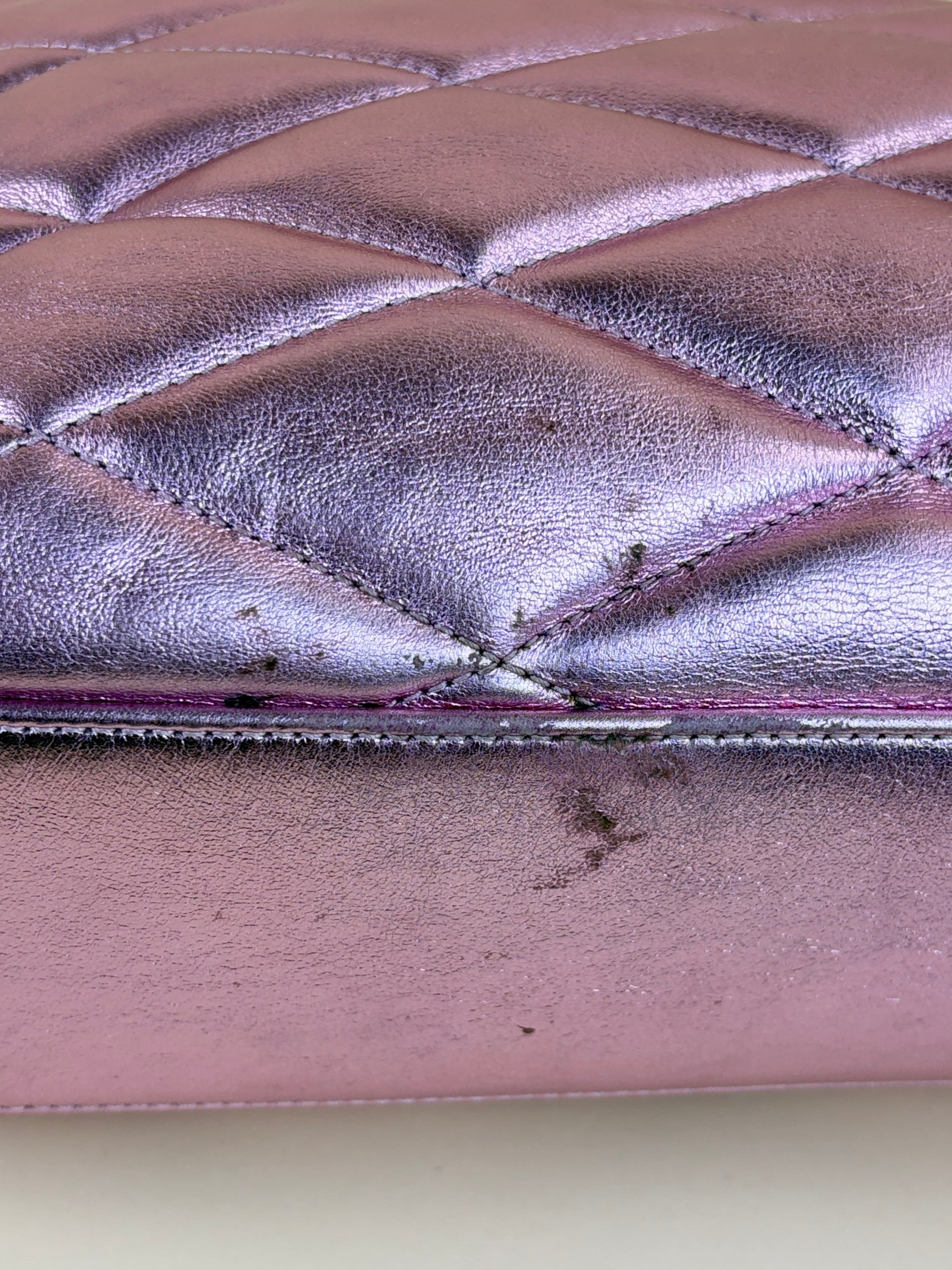 YSL Metallic Pink Envelope Large Pouch