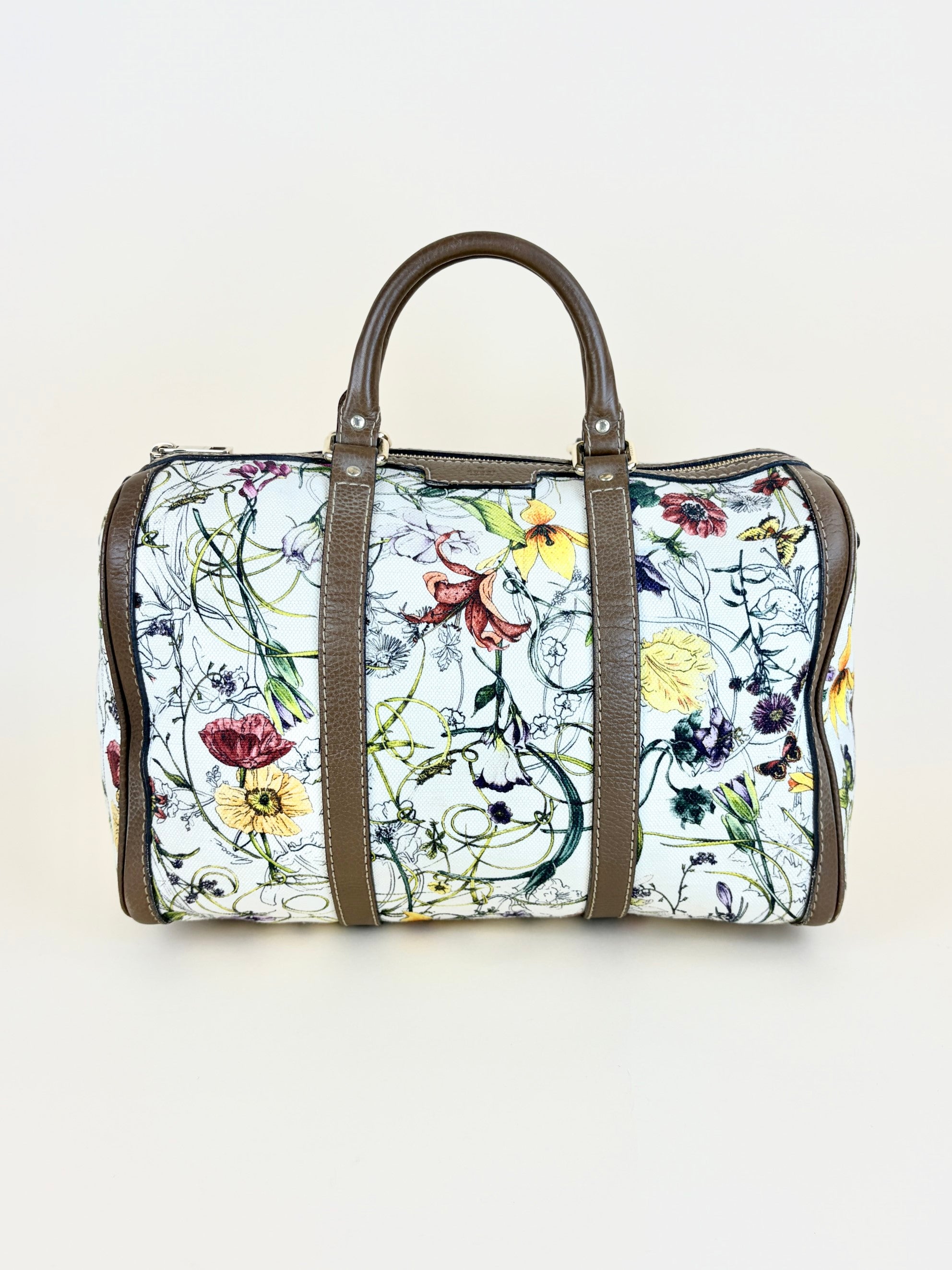 Gucci floral infinity joy Boston beige canvas /brown leather