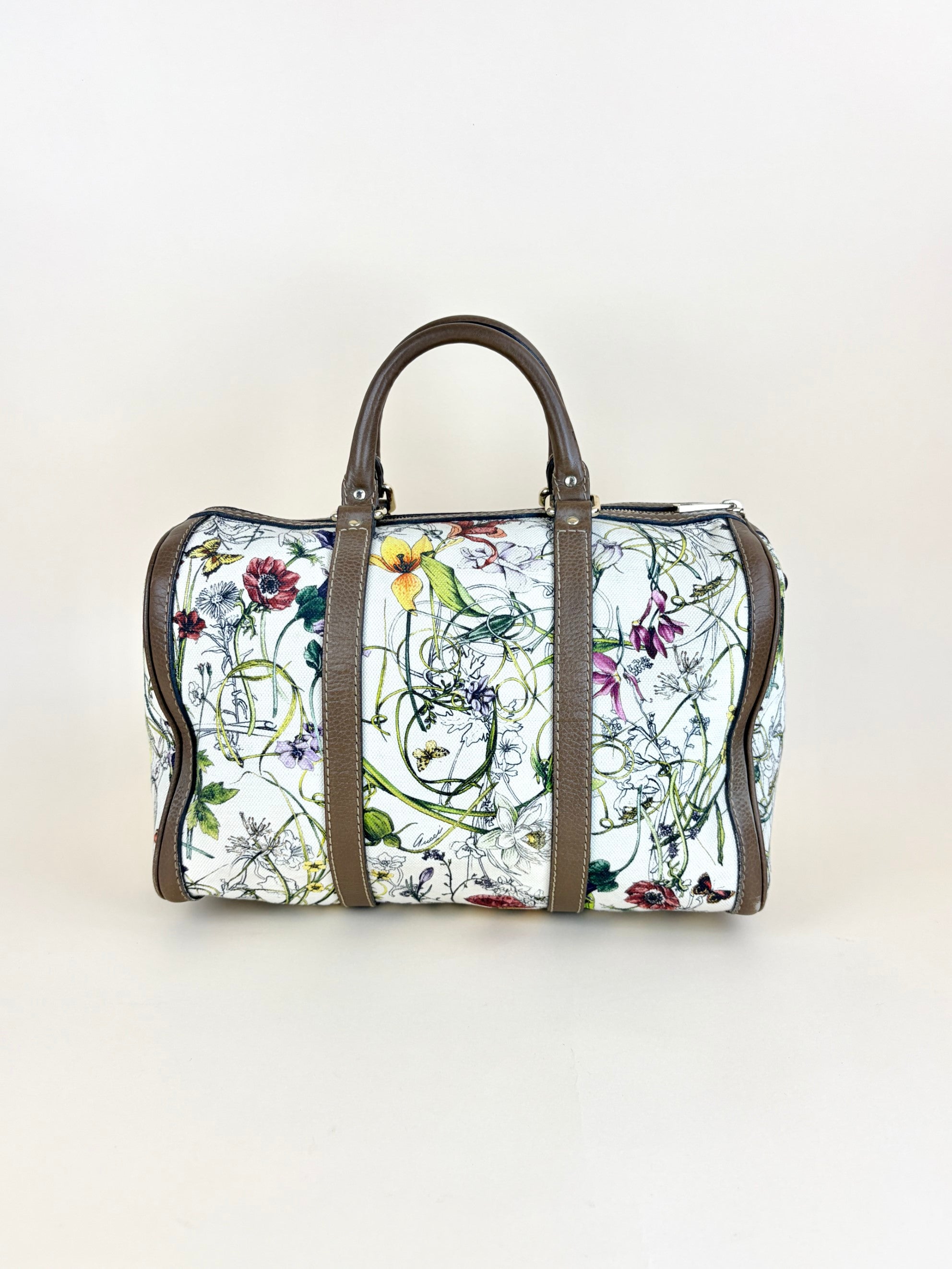 Gucci floral infinity joy Boston beige canvas /brown leather