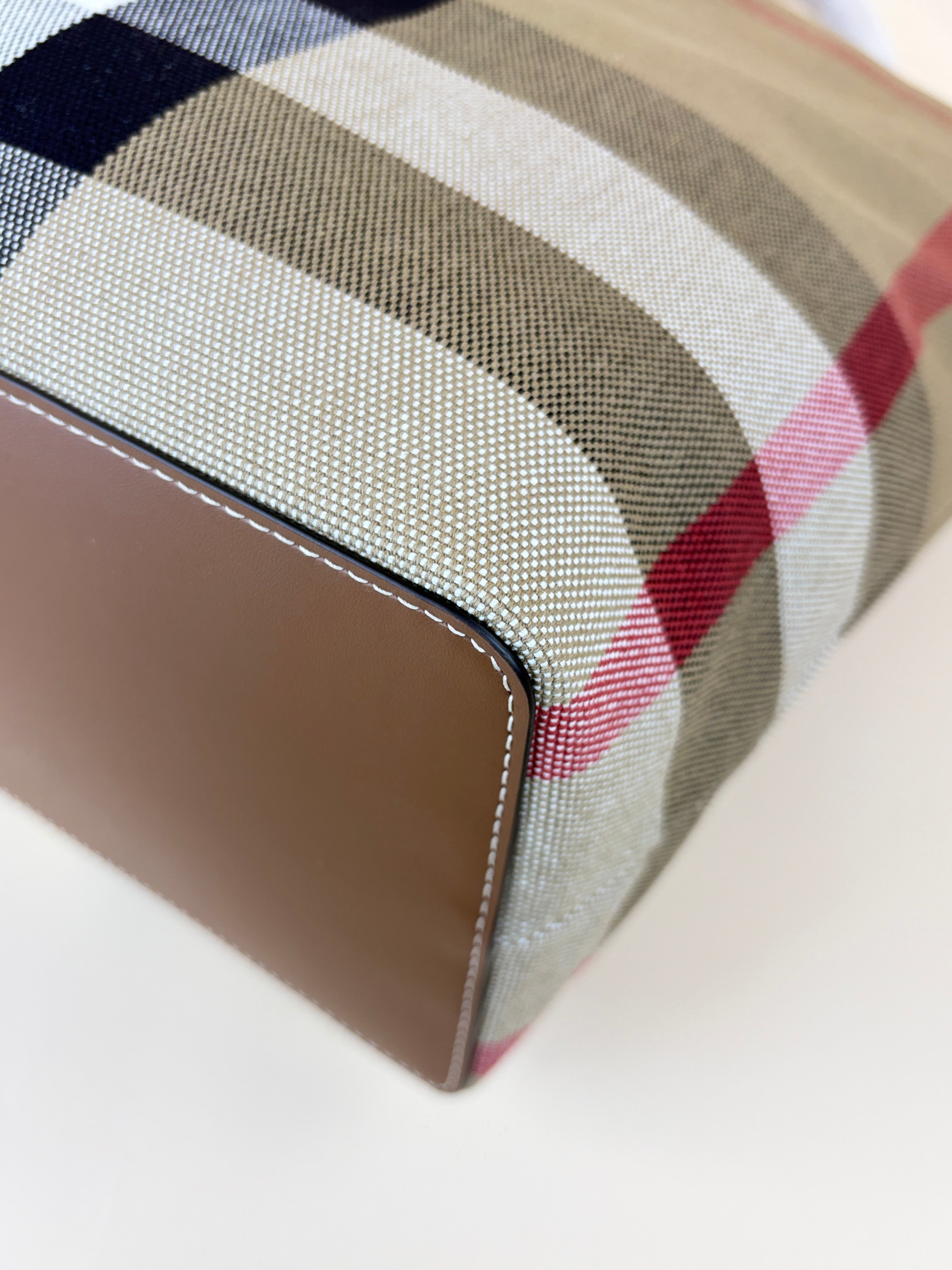 Burberry Taupe Brown Check Medium London Tote Bag