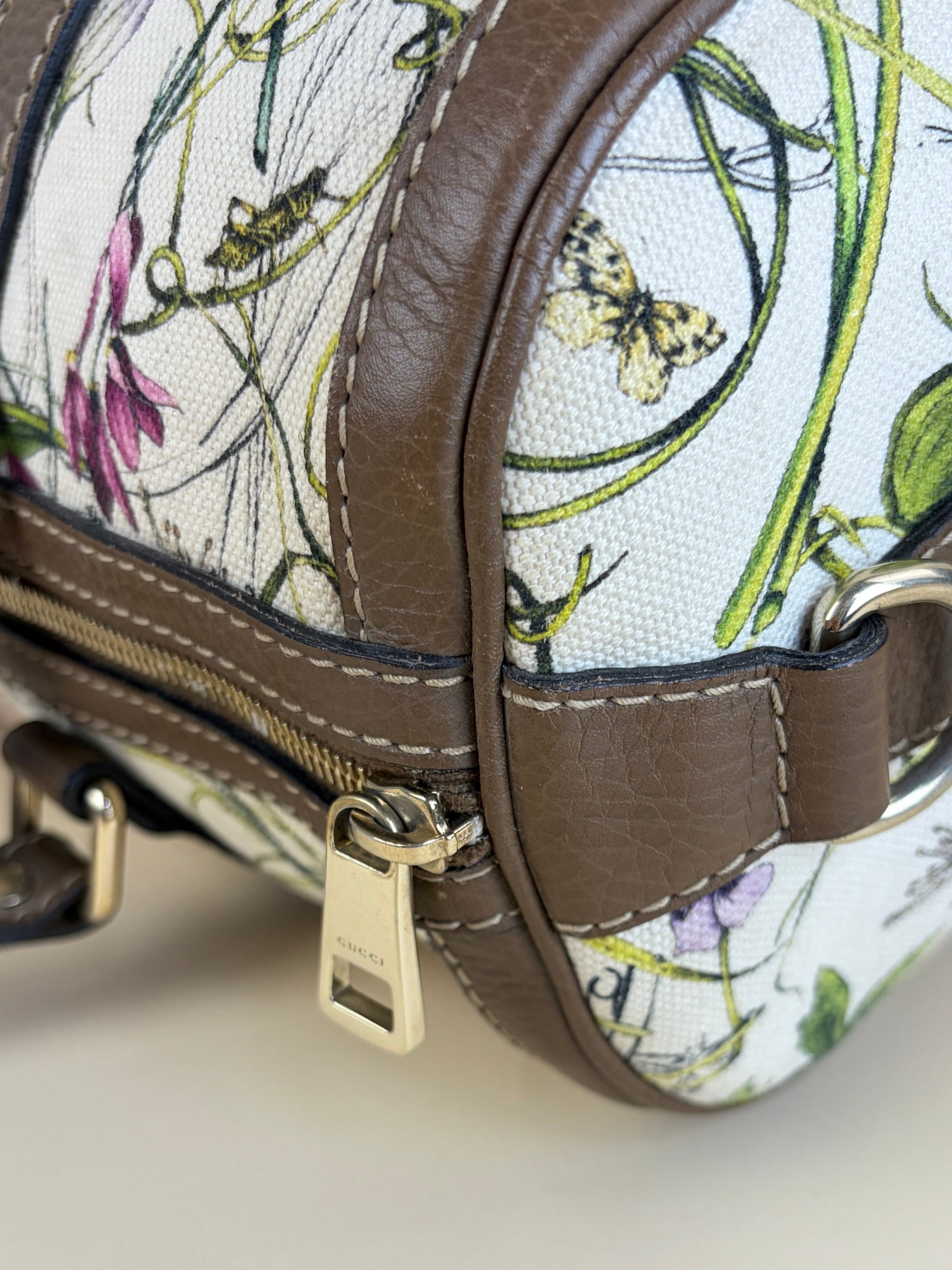 Gucci floral infinity joy Boston beige canvas /brown leather