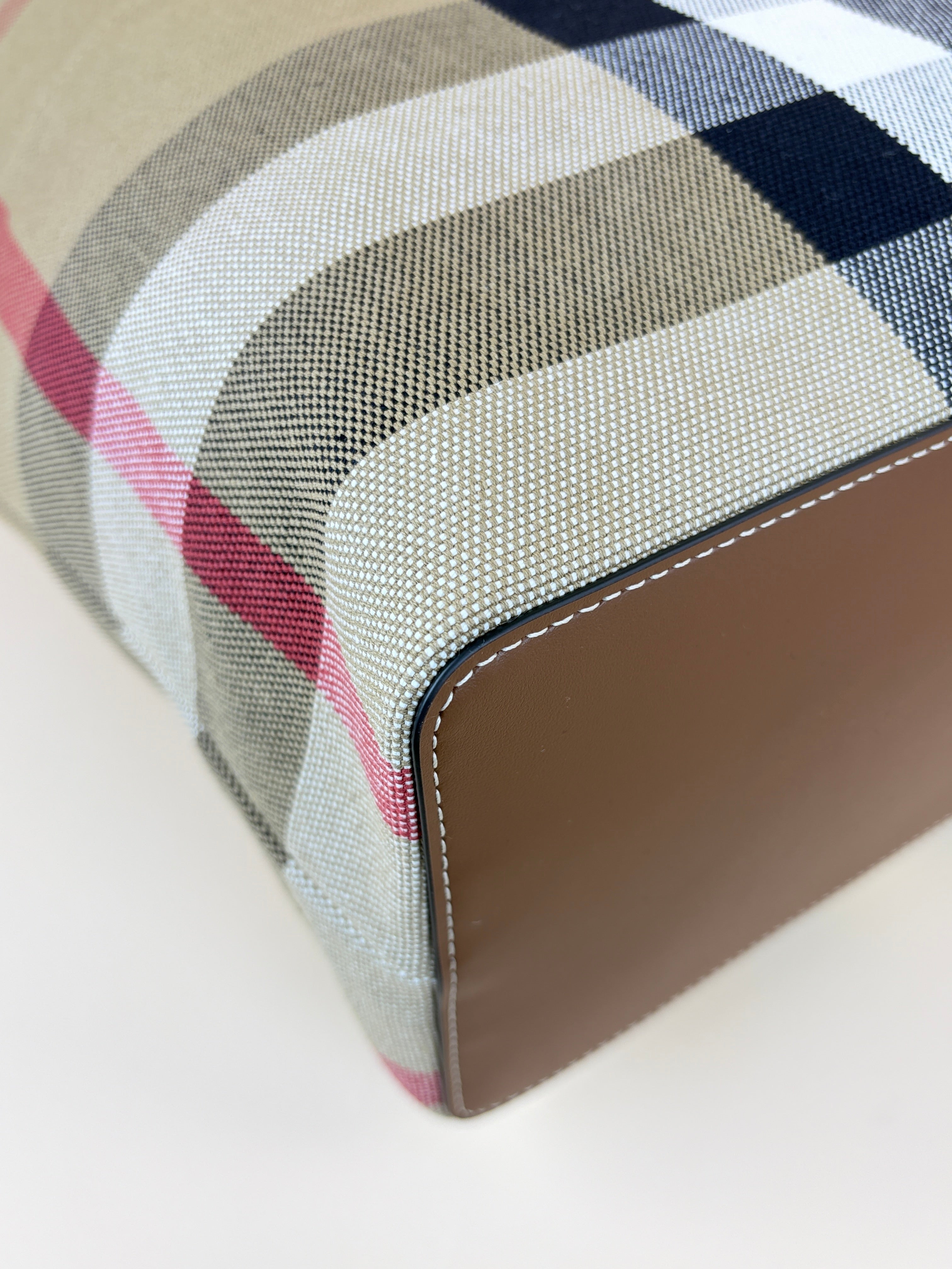 Burberry Taupe Brown Check Medium London Tote Bag