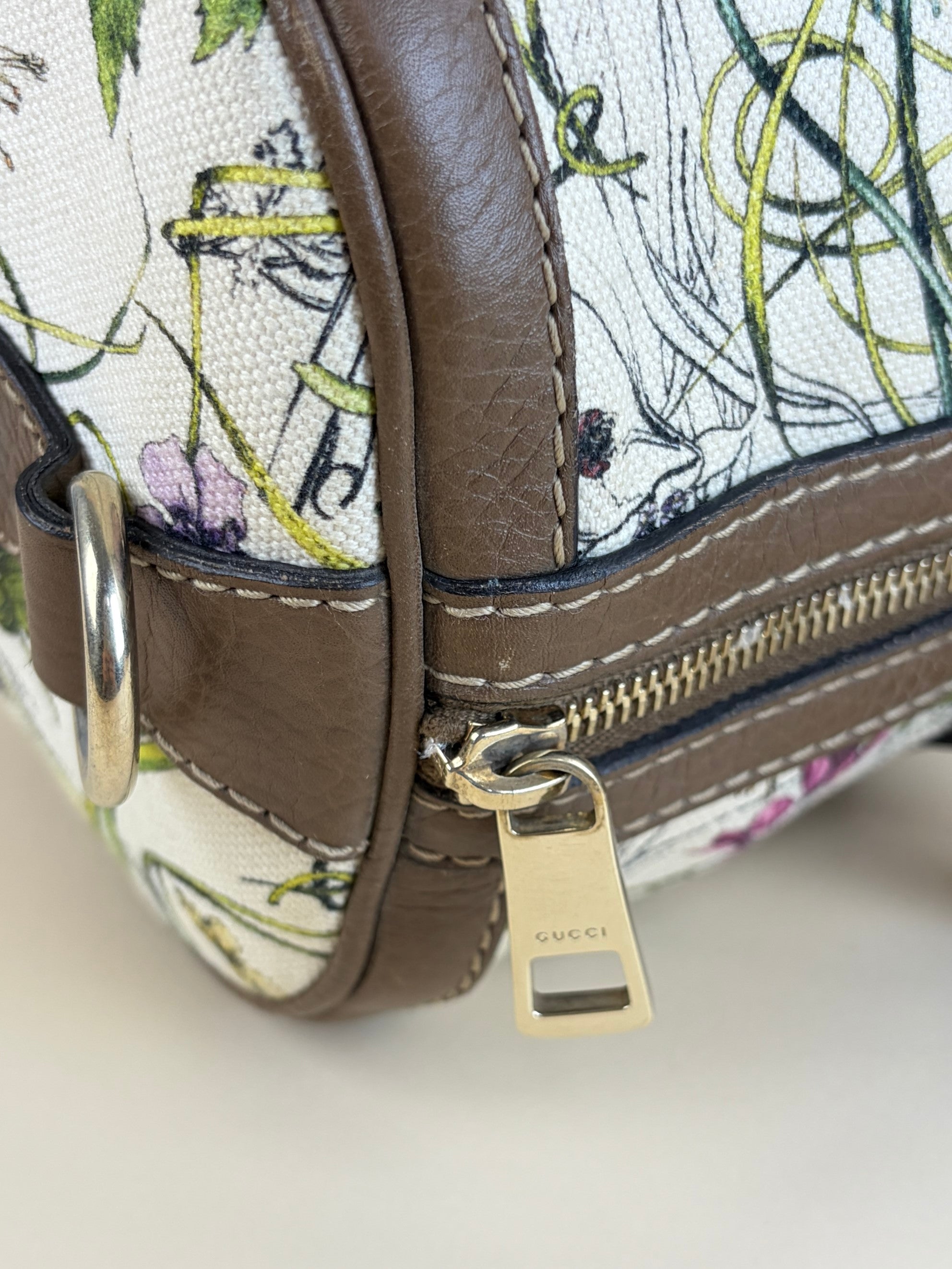 Gucci floral infinity joy Boston beige canvas /brown leather