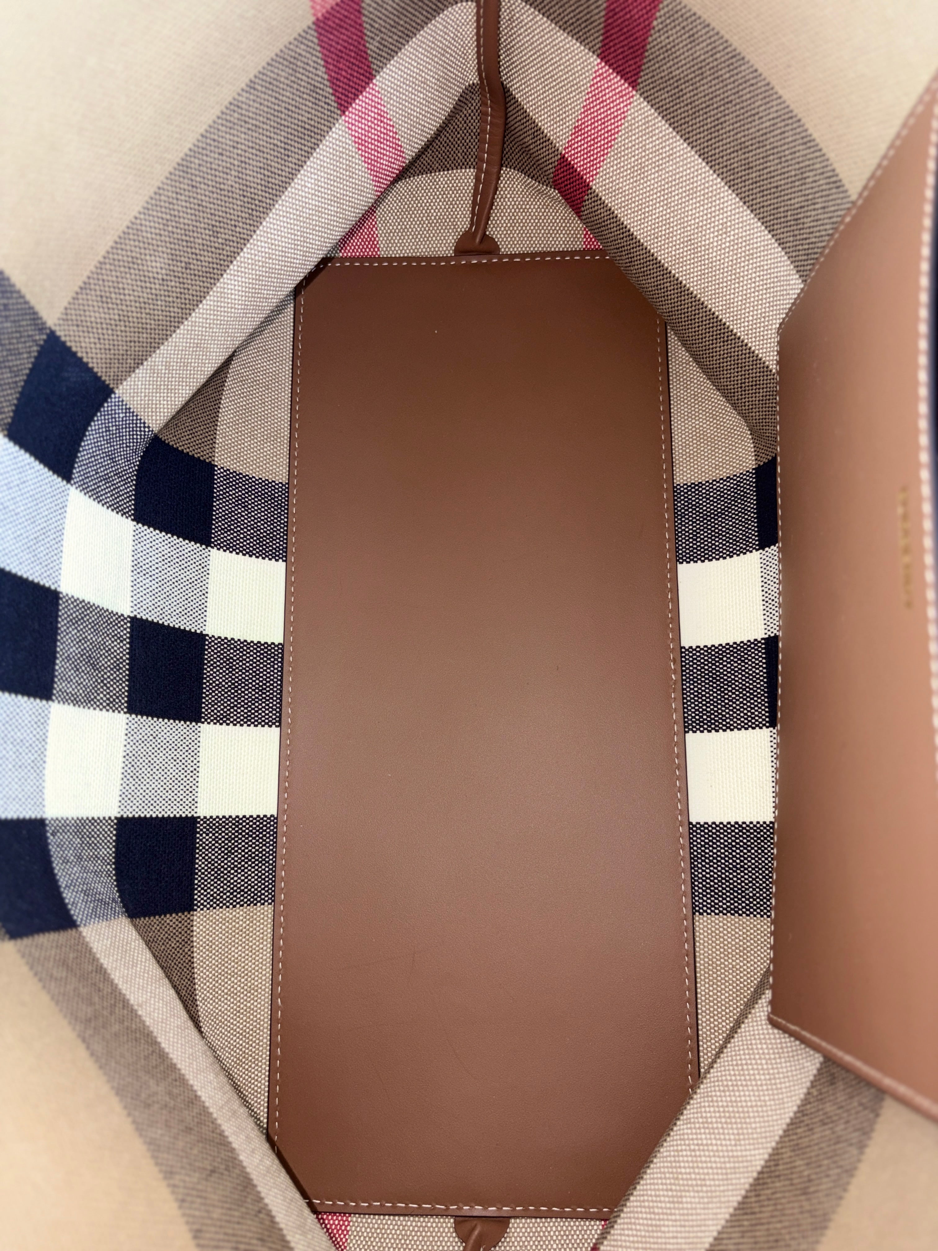 Burberry Taupe Brown Check Medium London Tote Bag
