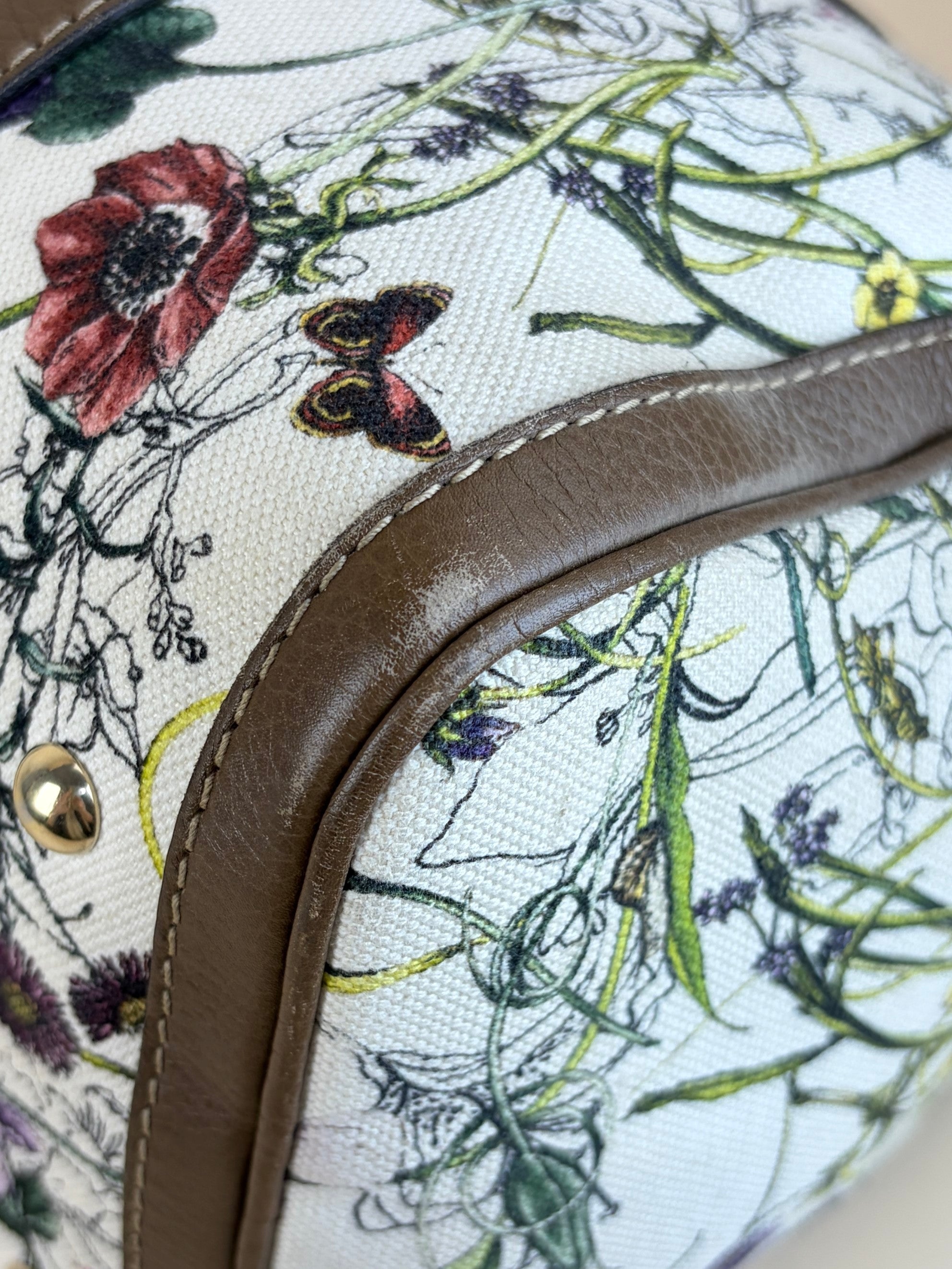 Gucci floral infinity joy Boston beige canvas /brown leather
