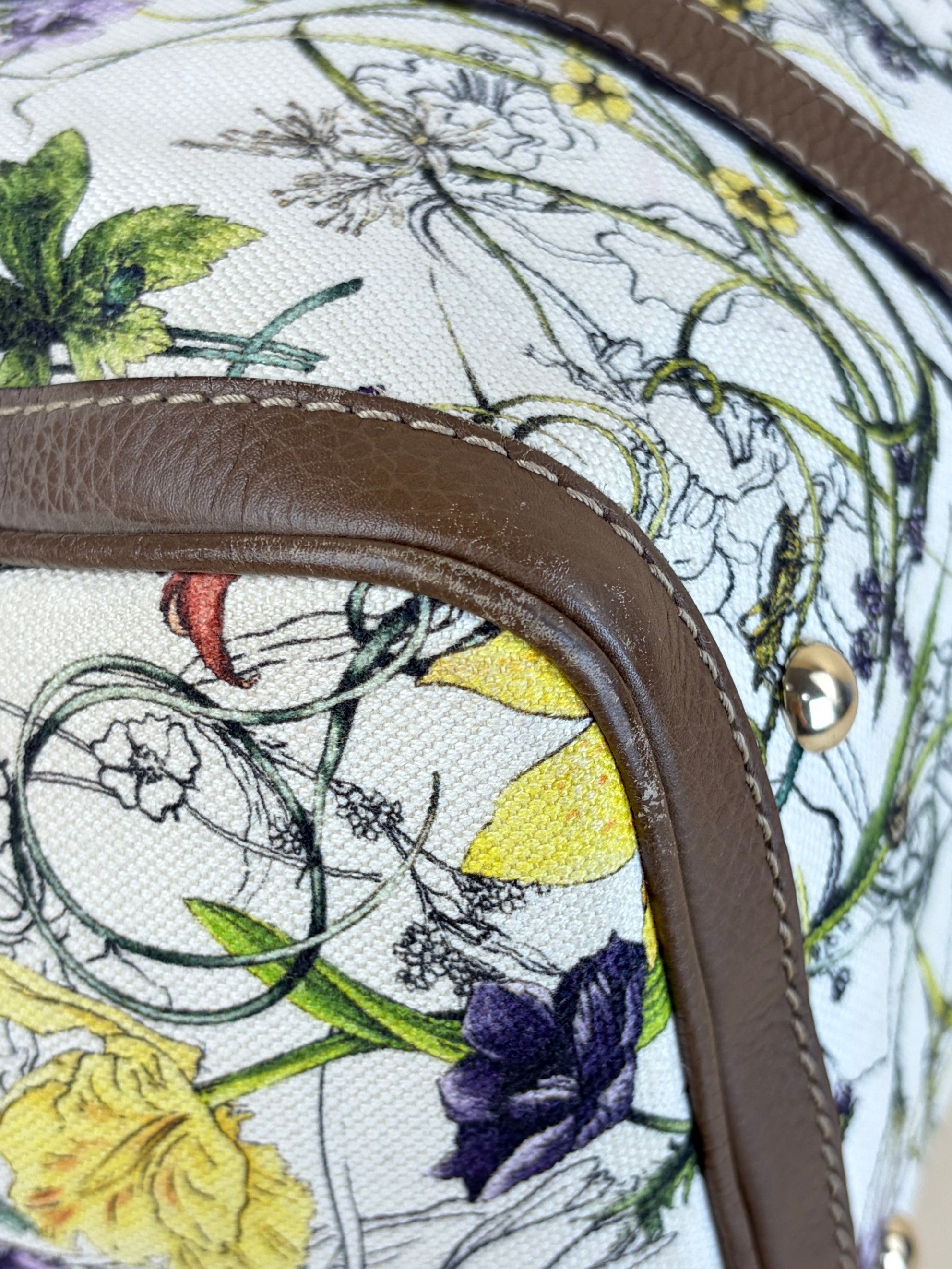 Gucci floral infinity joy Boston beige canvas /brown leather