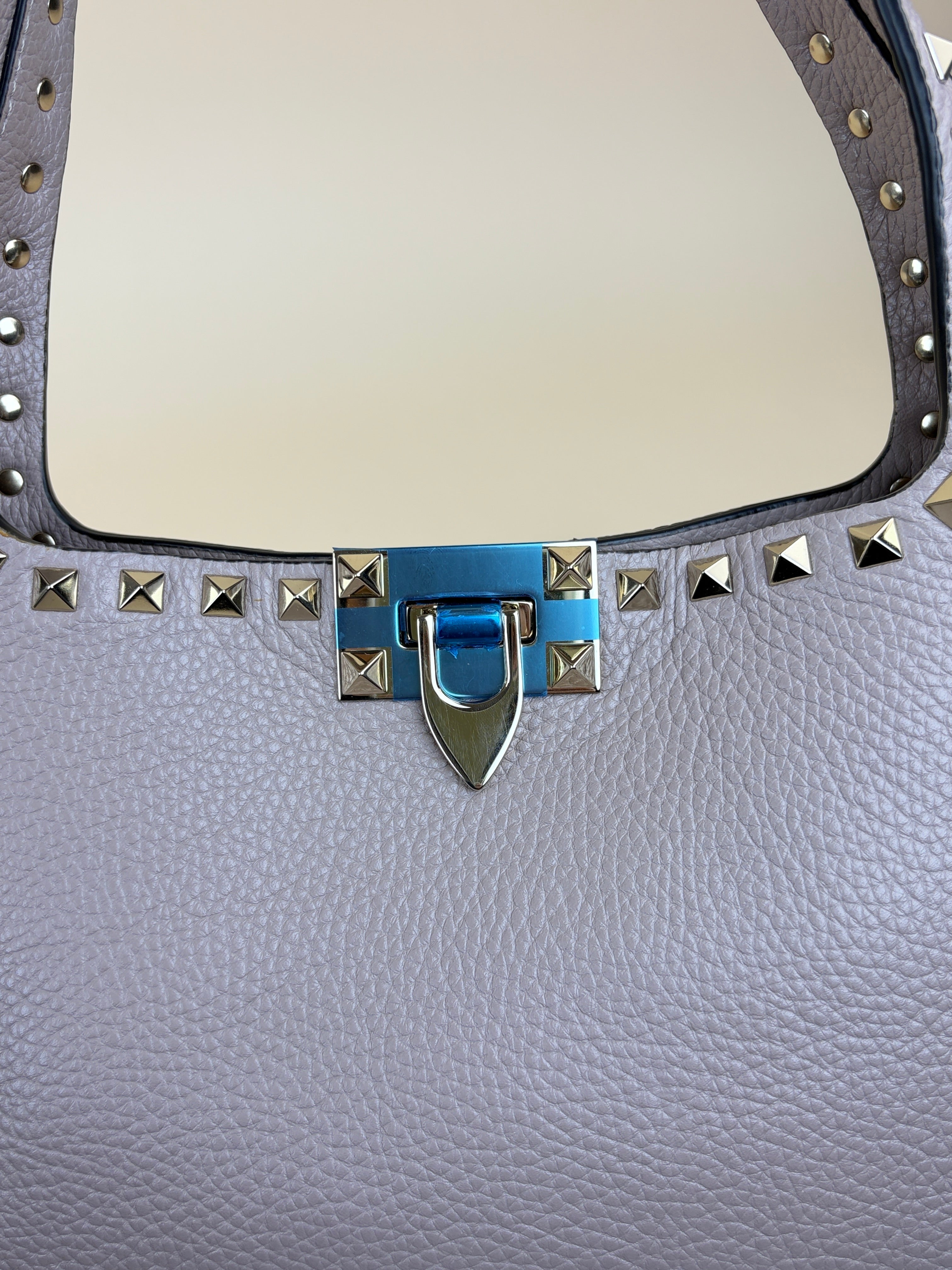 Valentino Light Pink Pebbled Small Rockstud Flip Lock Hobo Bag