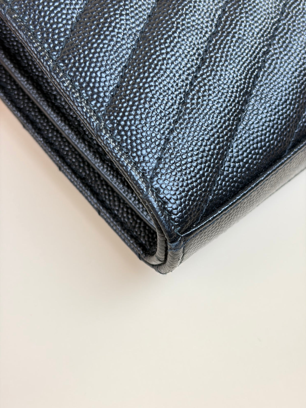 YSL black Cassandre Classic Wallet On Chain