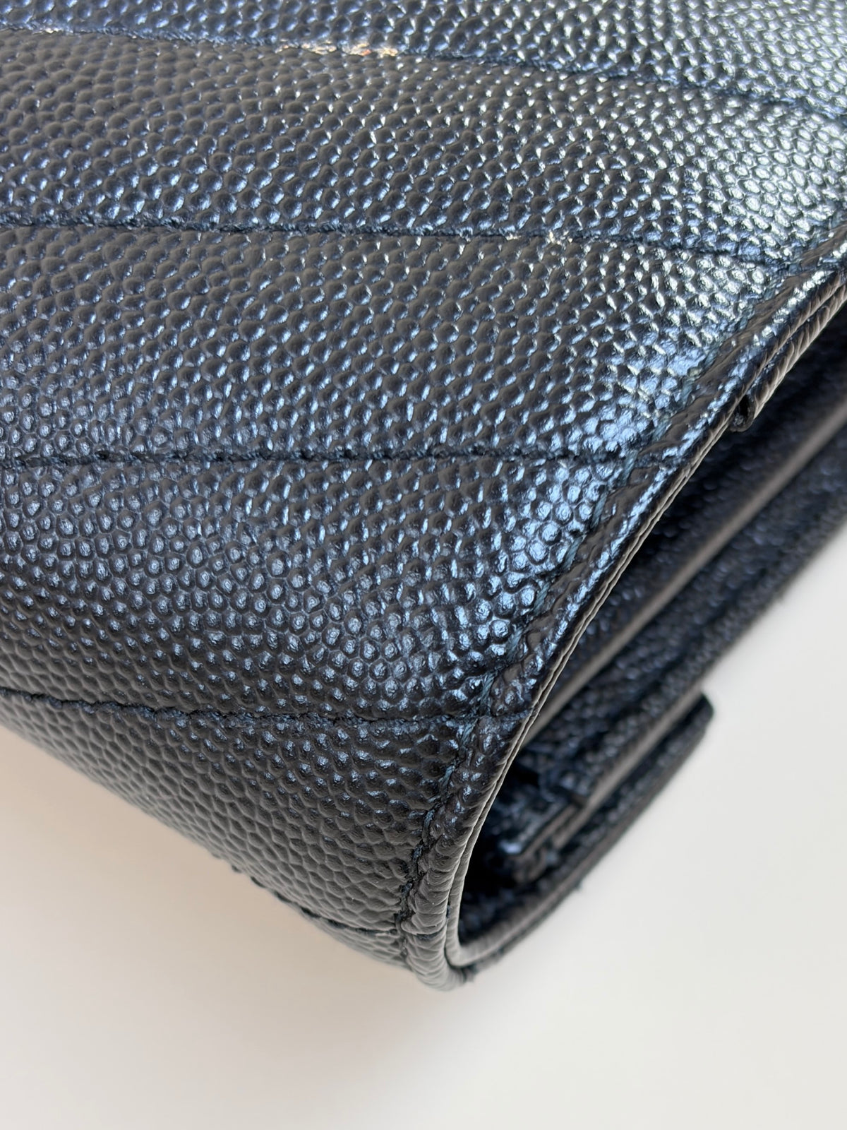 YSL black Cassandre Classic Wallet On Chain