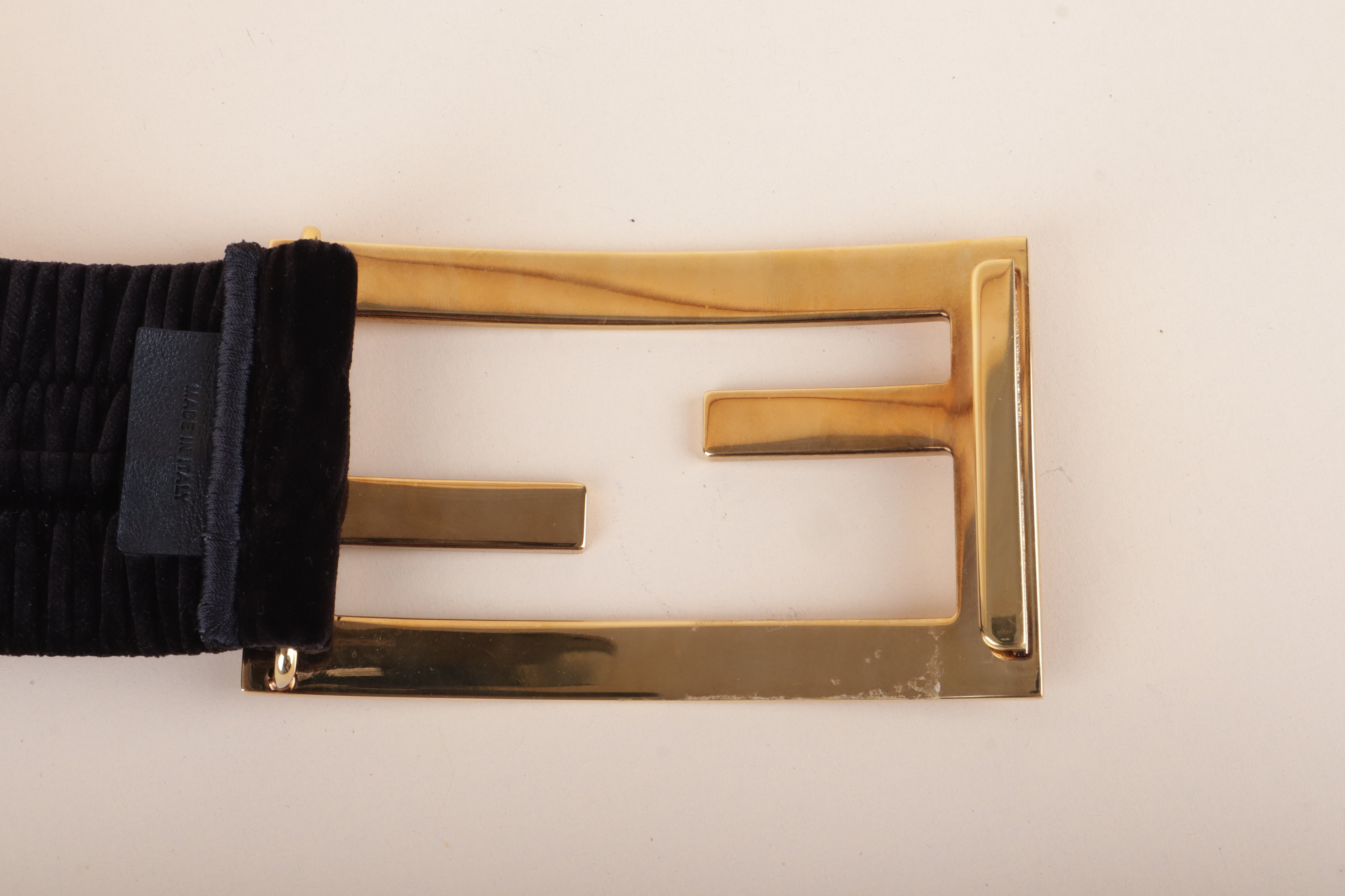 FENDI maxi FF black velvet belt