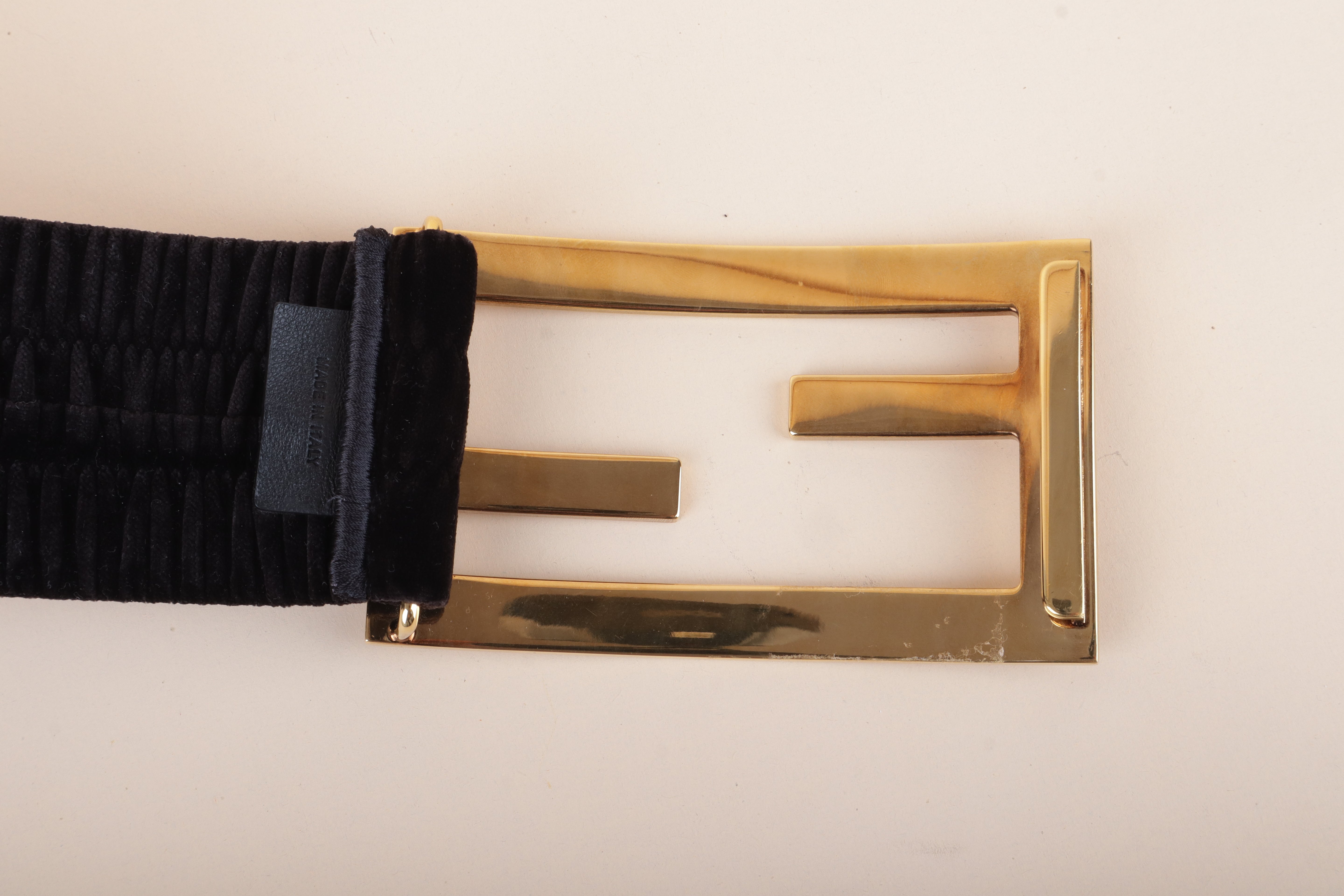 FENDI maxi FF black velvet belt