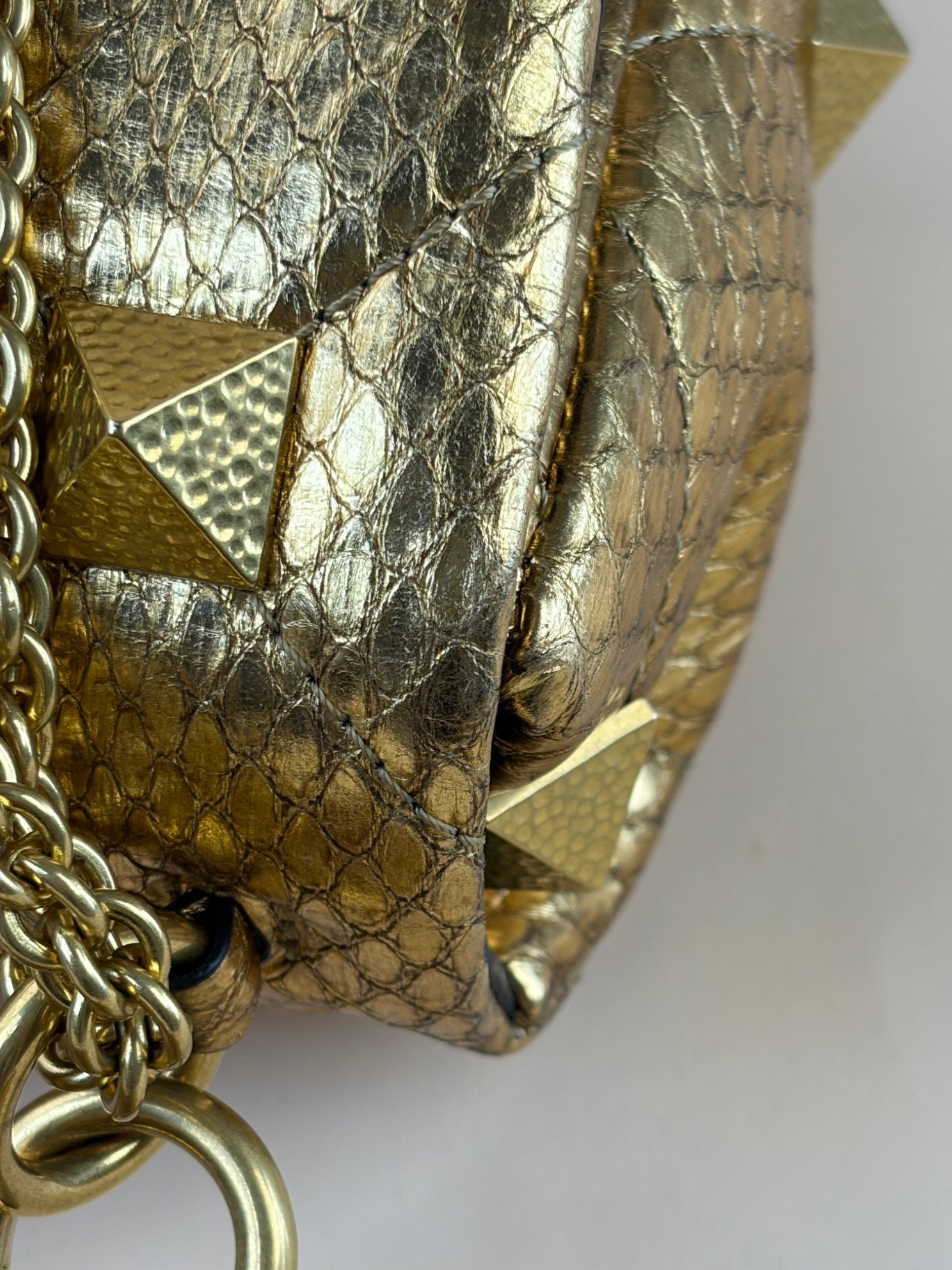 Valentino Metallic Gold Roman Stud The Shoulder Bag Large