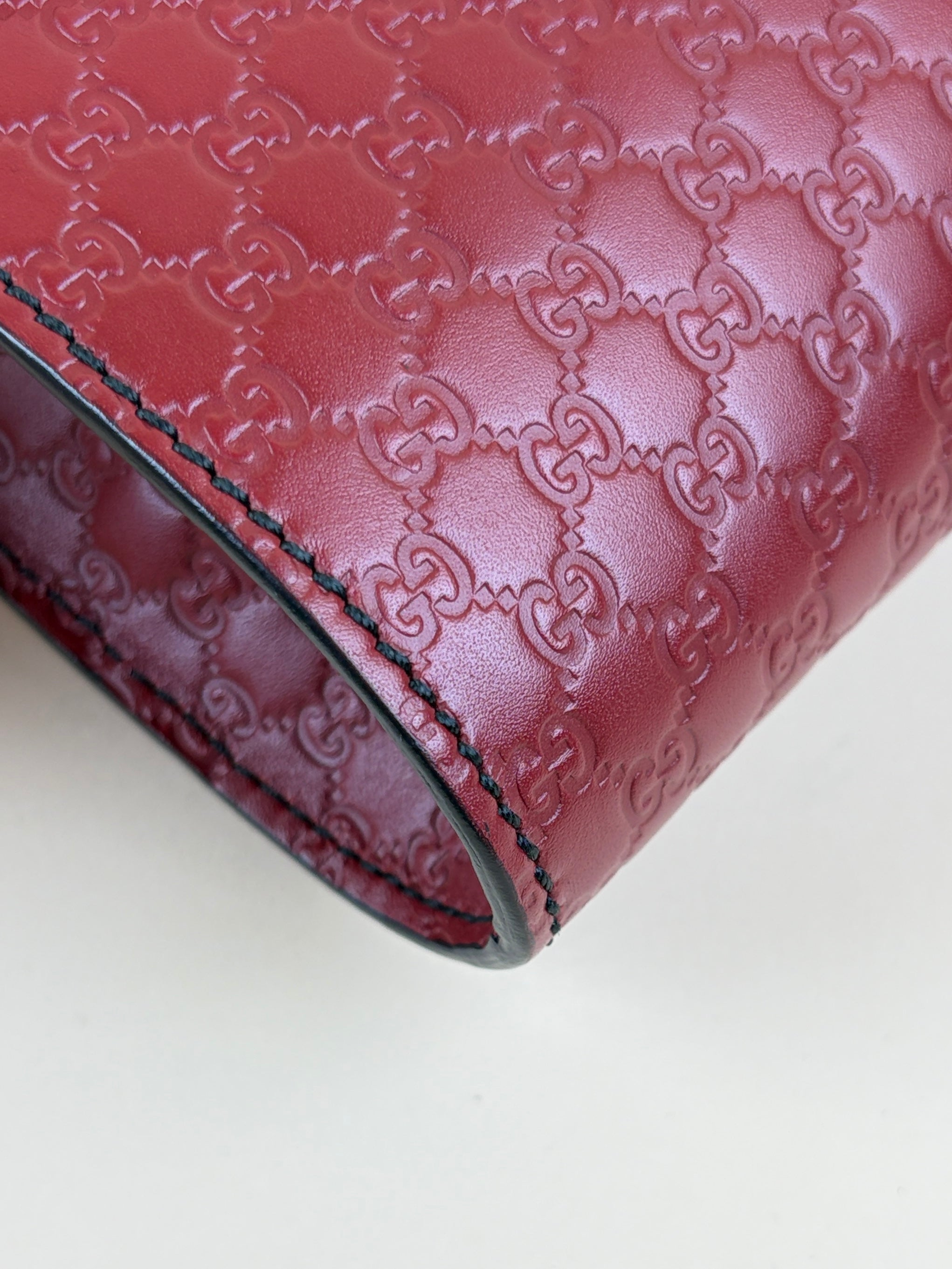 Gucci Rosso Soft Microguccissima Mini Emily Chain Shoulder Bag