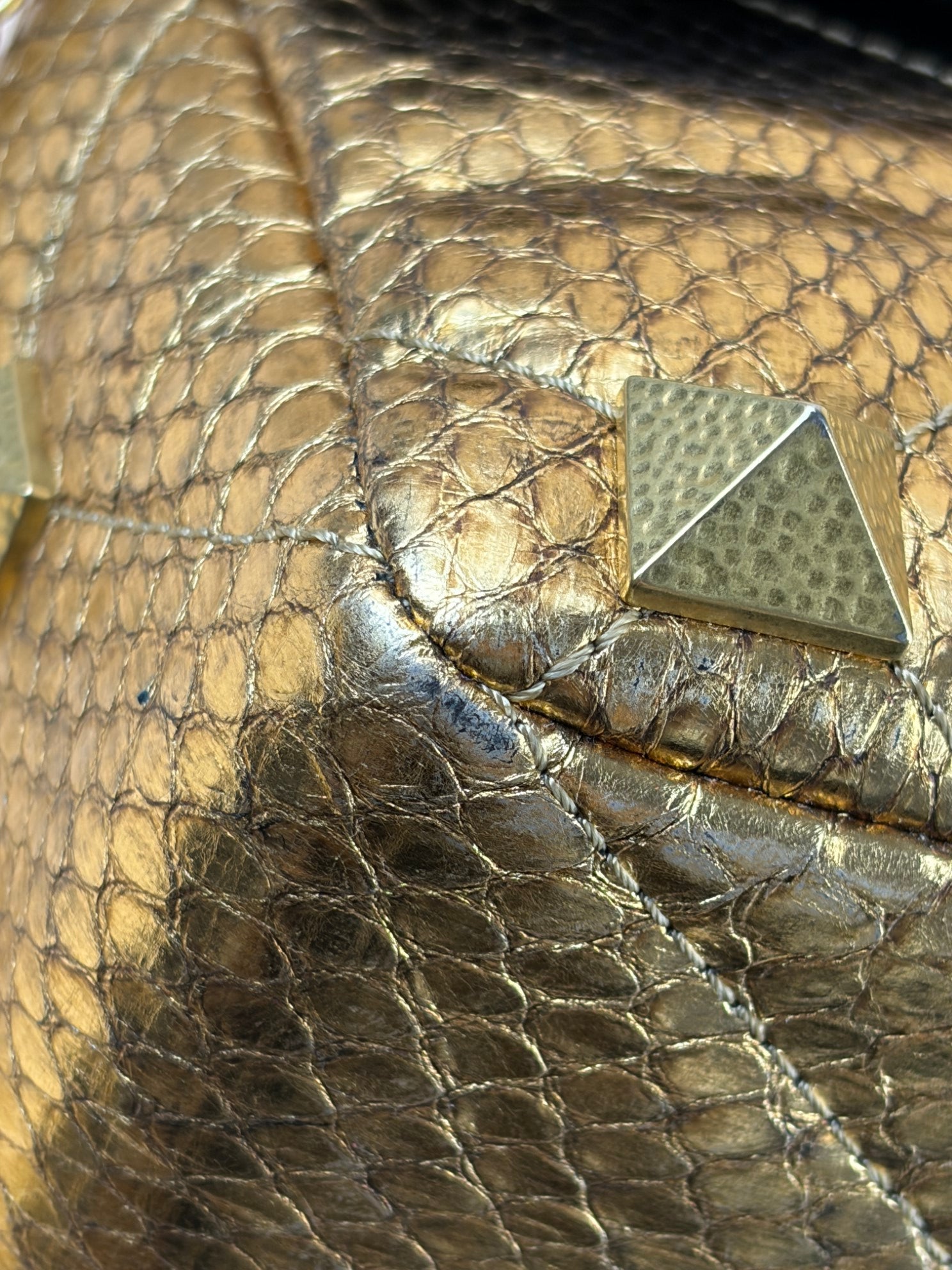 Valentino Metallic Gold Roman Stud The Shoulder Bag Large