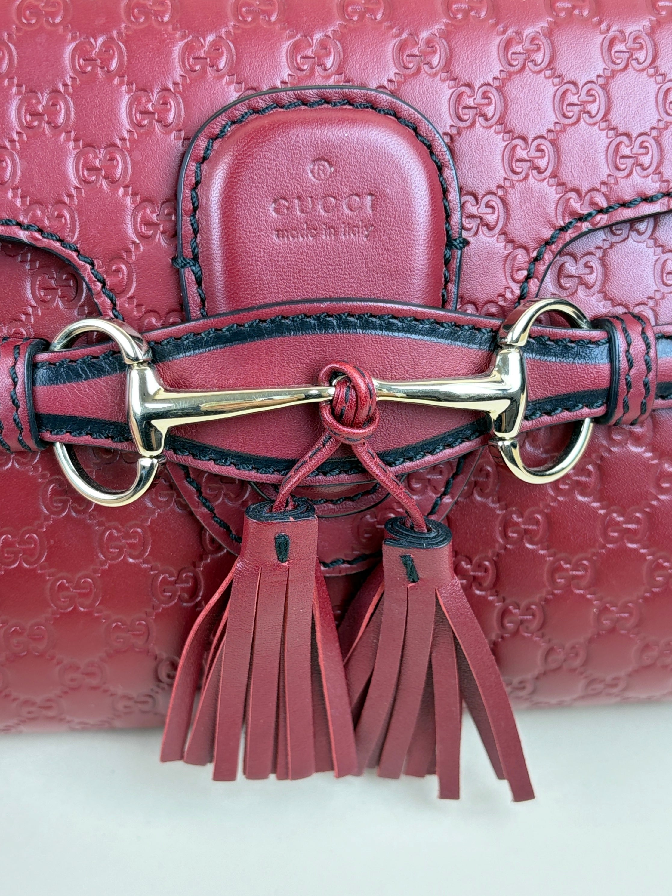 Gucci Rosso Soft Microguccissima Mini Emily Chain Shoulder Bag