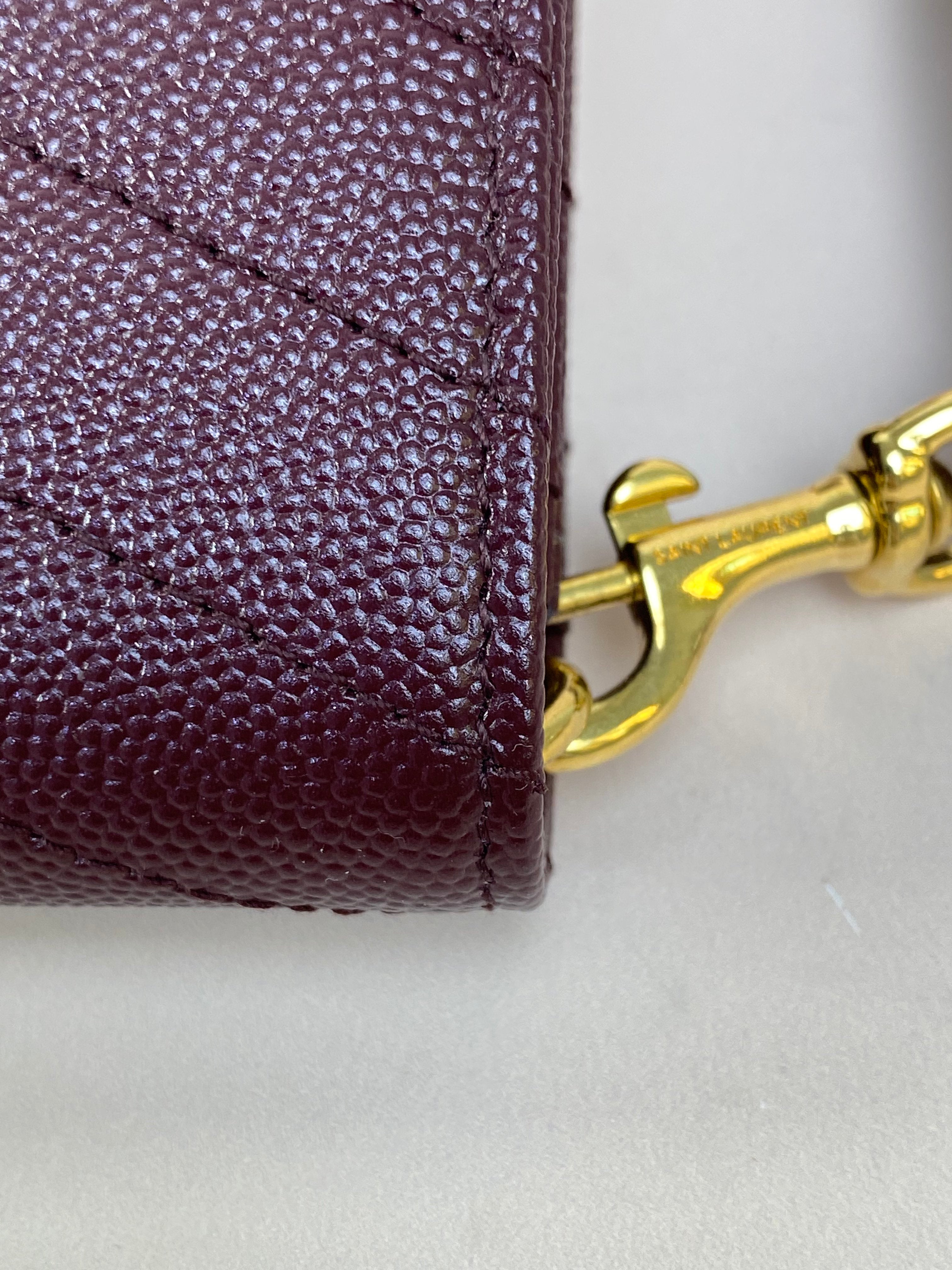 YSL Burgundy Matelasse Cassandre Flap Pouch with Holder