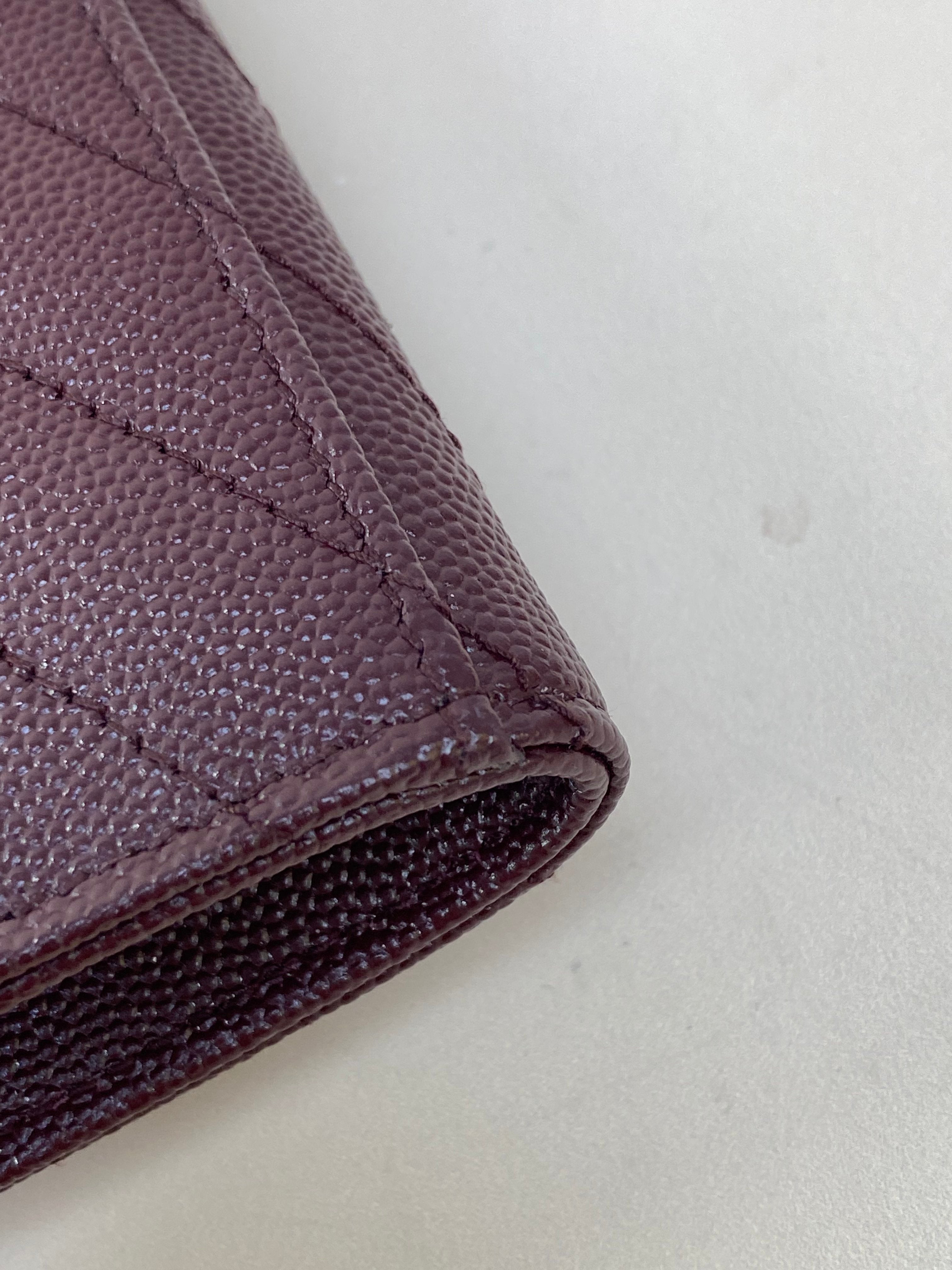 YSL Burgundy Matelasse Cassandre Flap Pouch with Holder