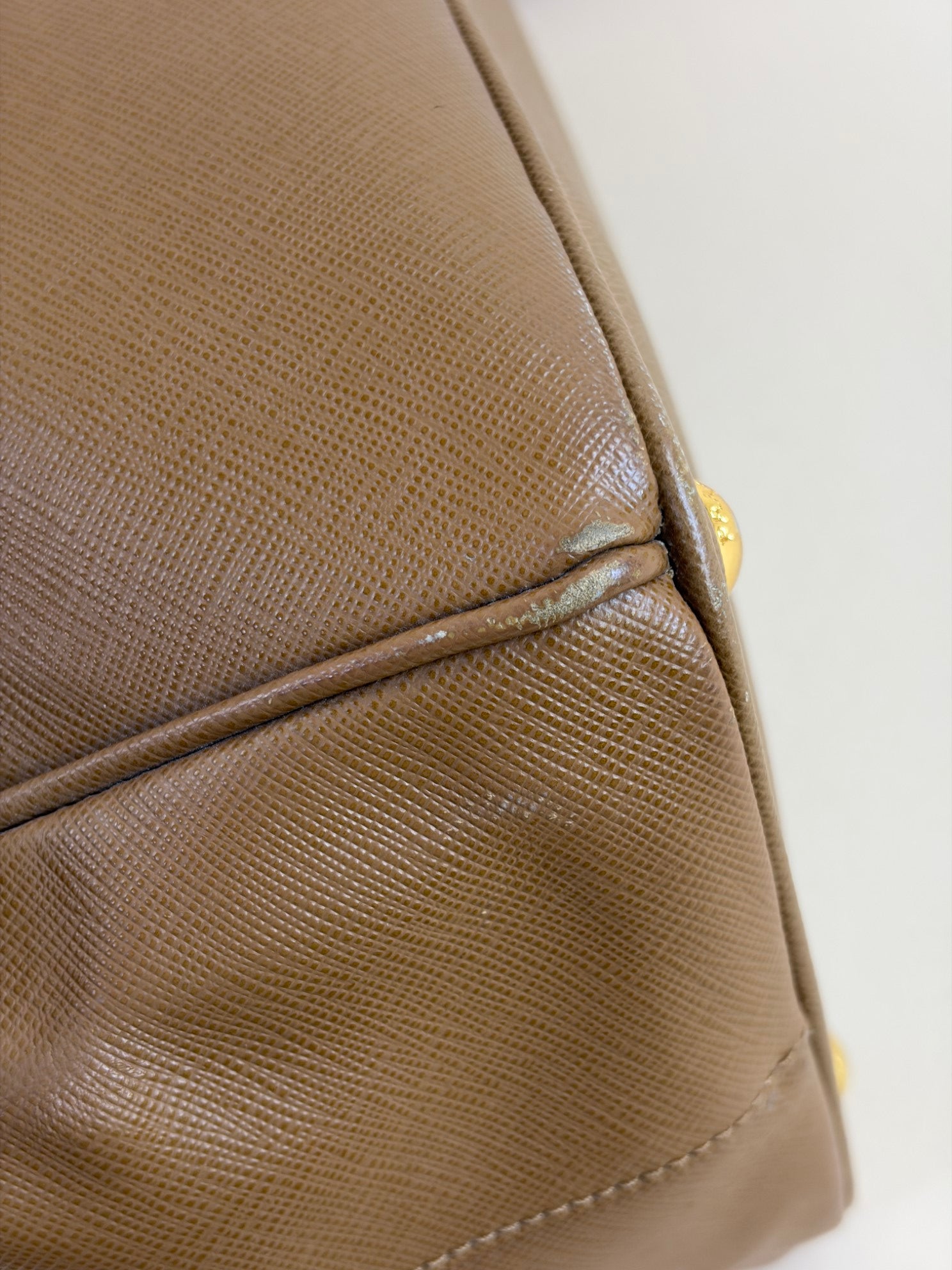 Prada medium double zip camel galleria tote bag saffiano