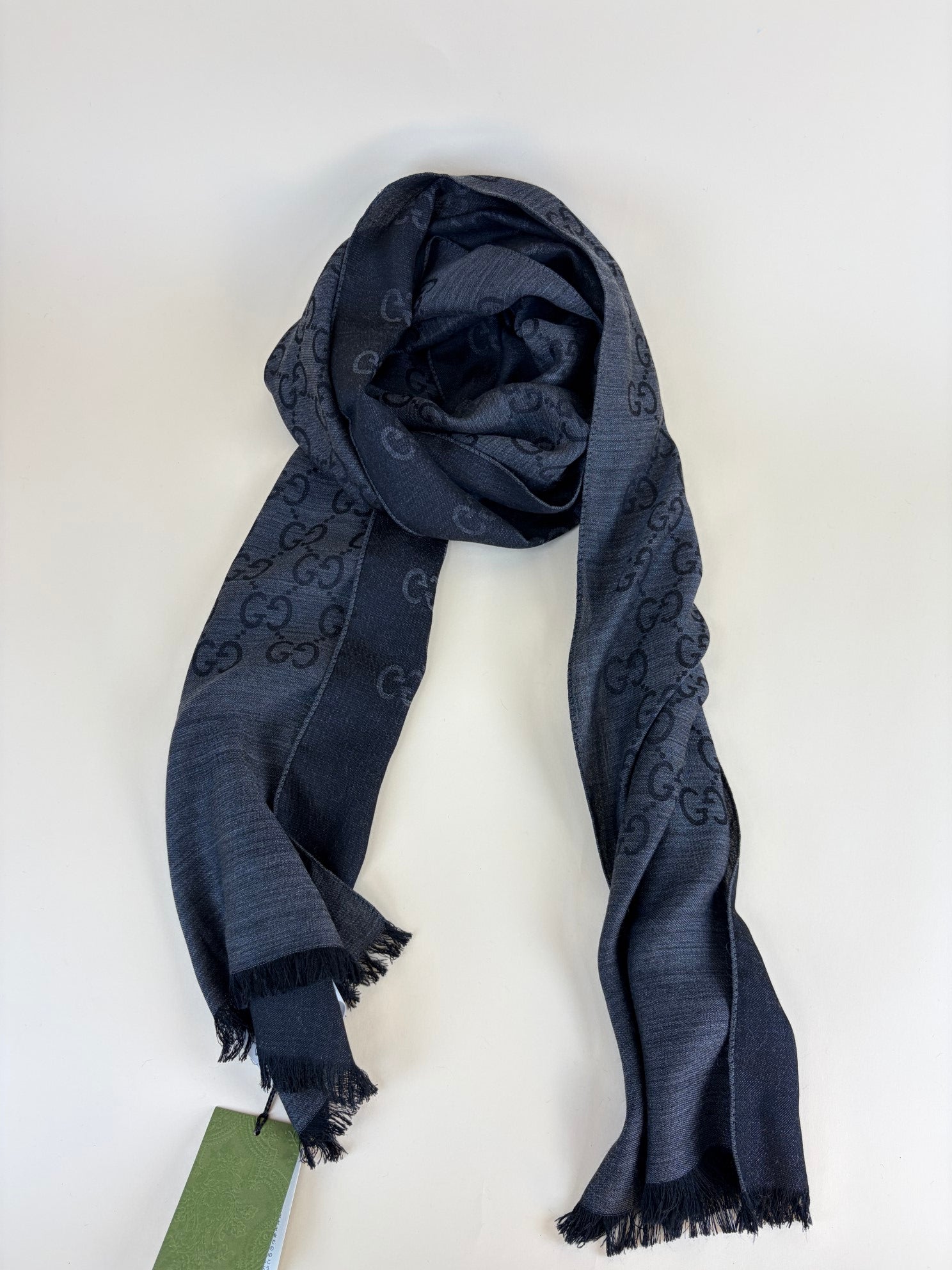 Gucci Black GG monogram silk wool Scarf