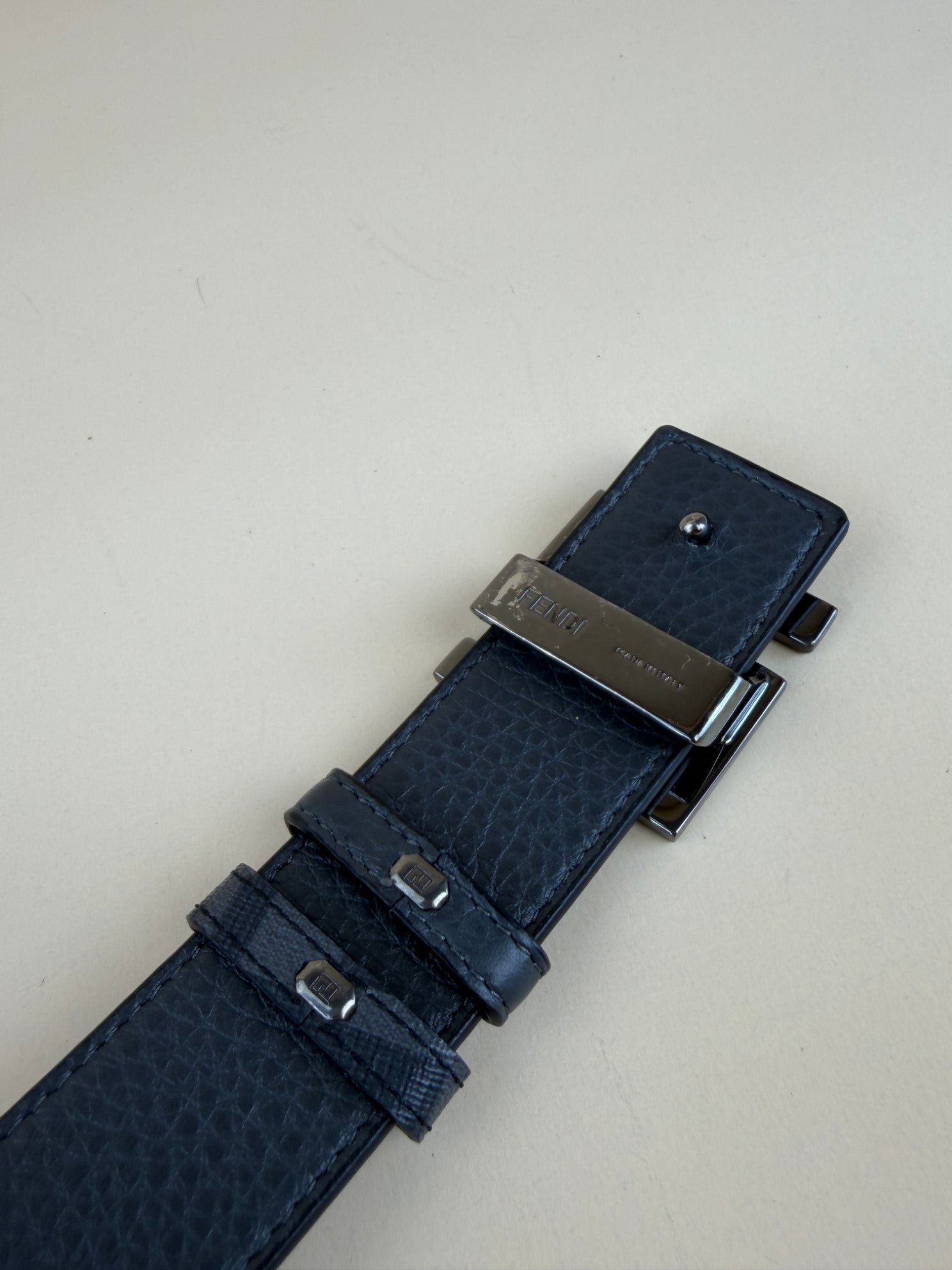 Fendi squared reversible ff gray and black belt