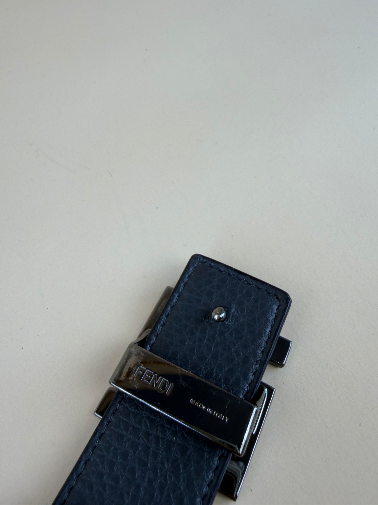 Fendi squared reversible ff gray and black belt