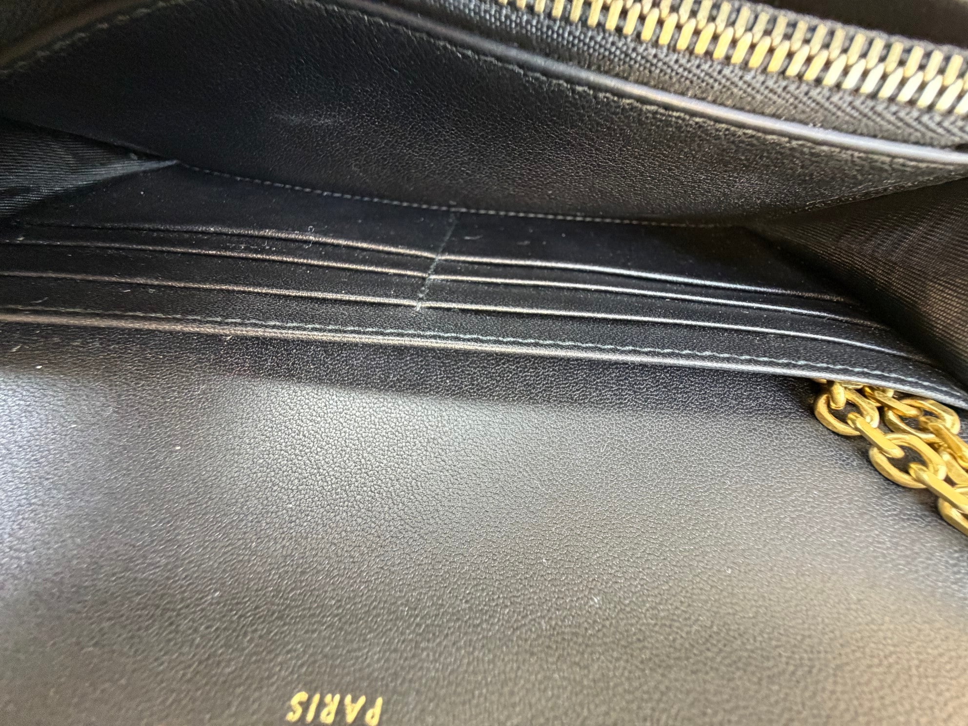 Christian Dior black goatskin saddle pouch with chain