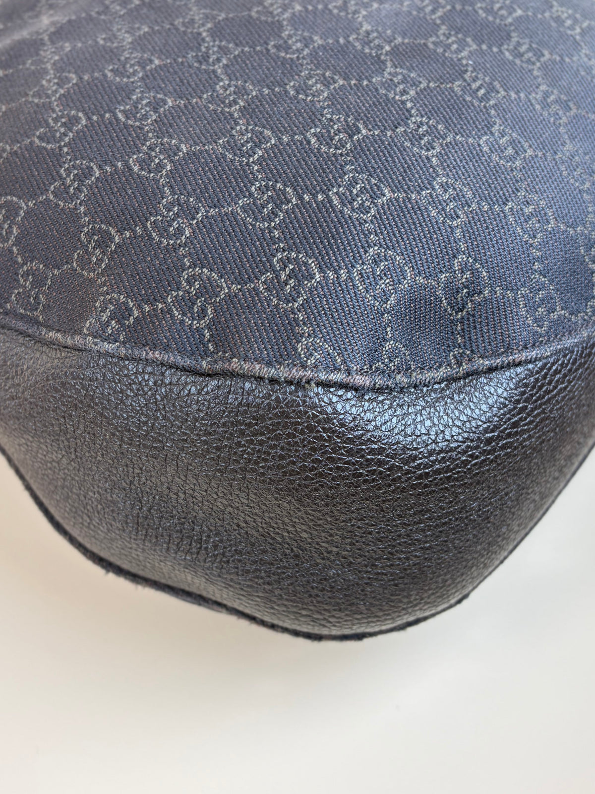 Gucci brown horse bit canvas leather hobo bag