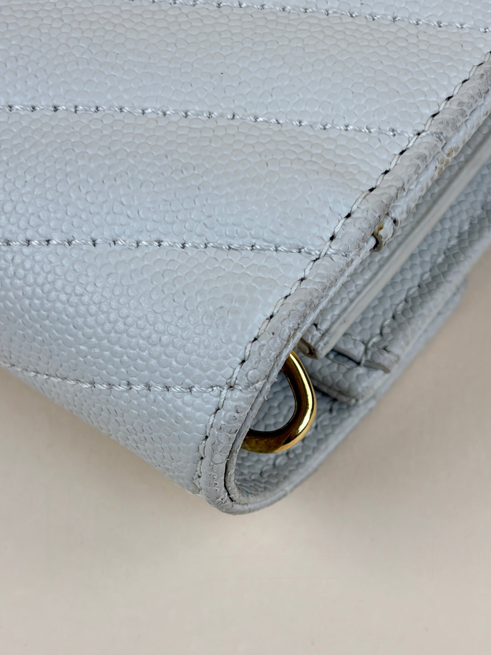 YSL White Classic Cassandre Wallet On Chain