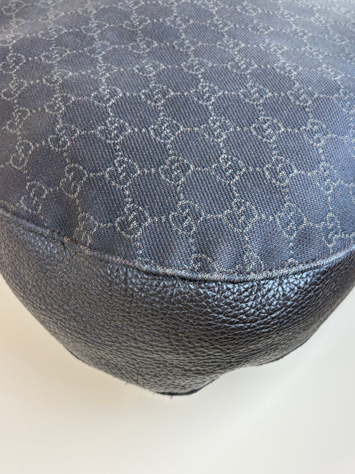 Gucci brown horse bit canvas leather hobo bag