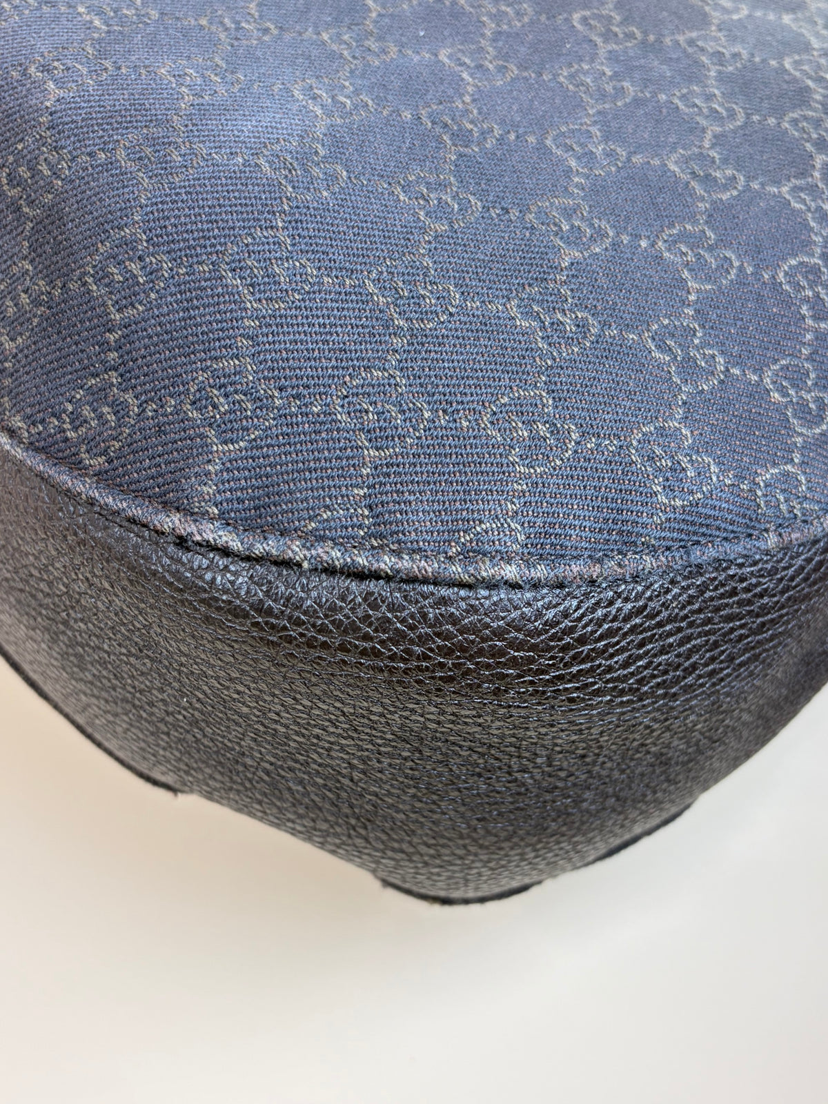 Gucci brown horse bit canvas leather hobo bag