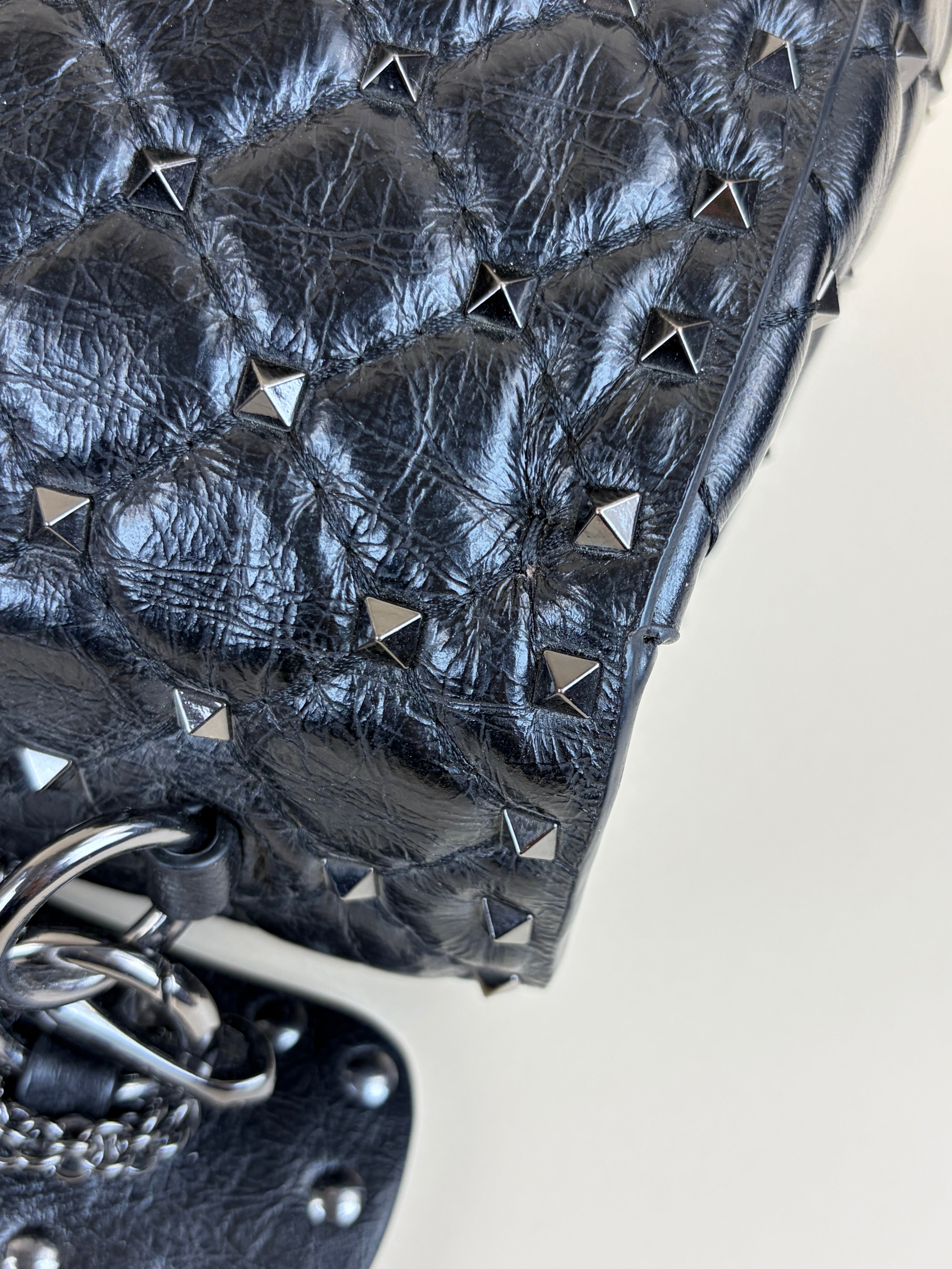 Valentino Black Spike Stud Large Shoulder Bag