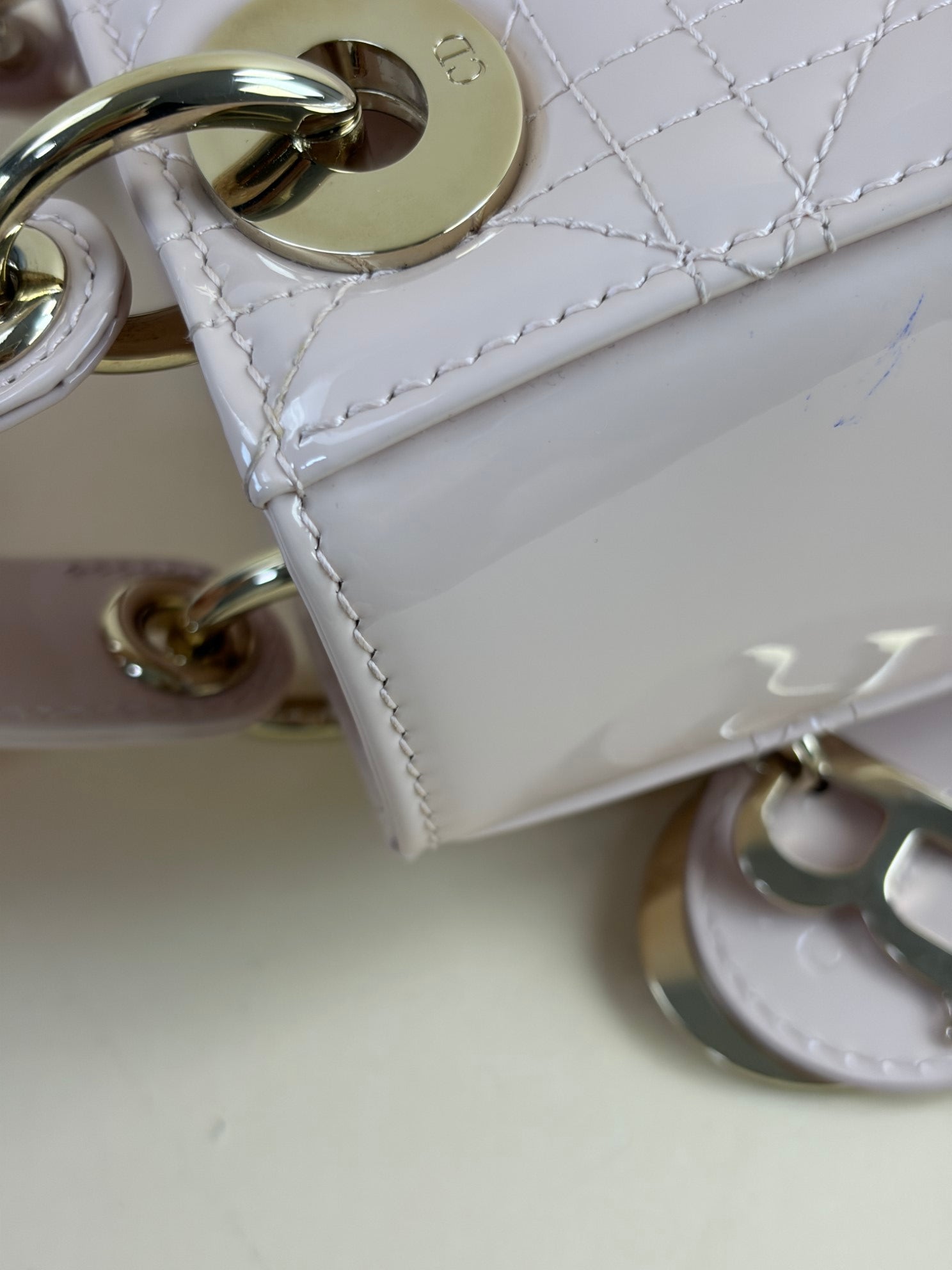 Christian Dior Powder Pink Lady Dior Mini Bag with Chains