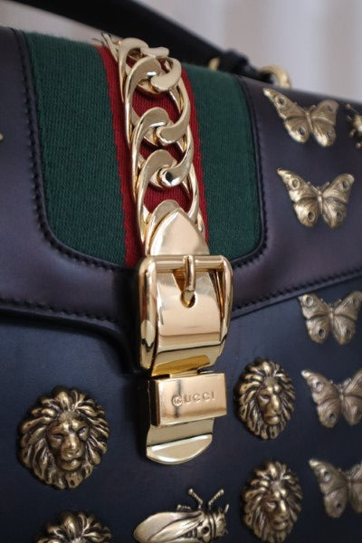 Gucci Black Sylvie Limited Edition Animals Bag