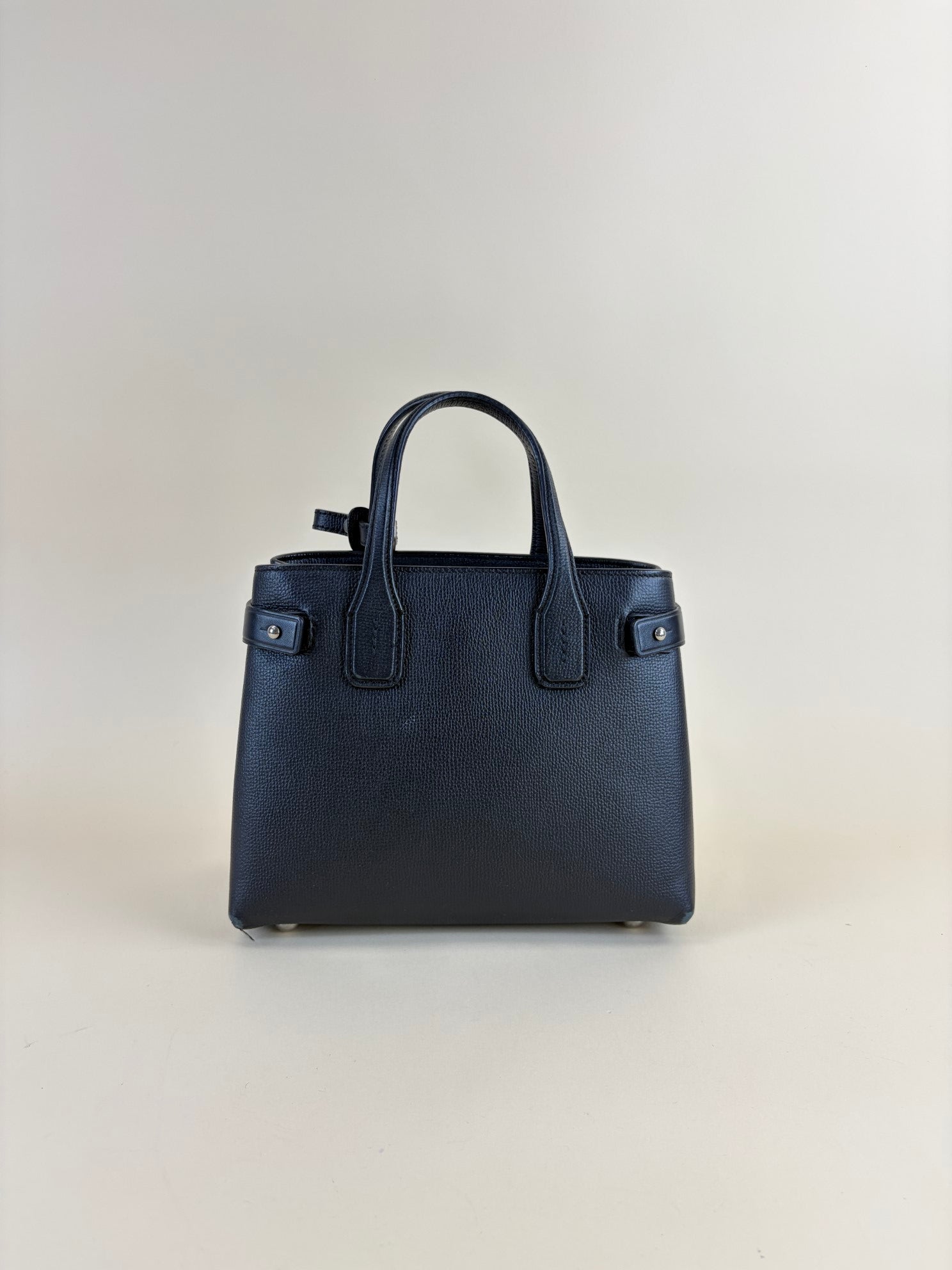 Burberry Black Small Banner House Check Tote Bag with Strap