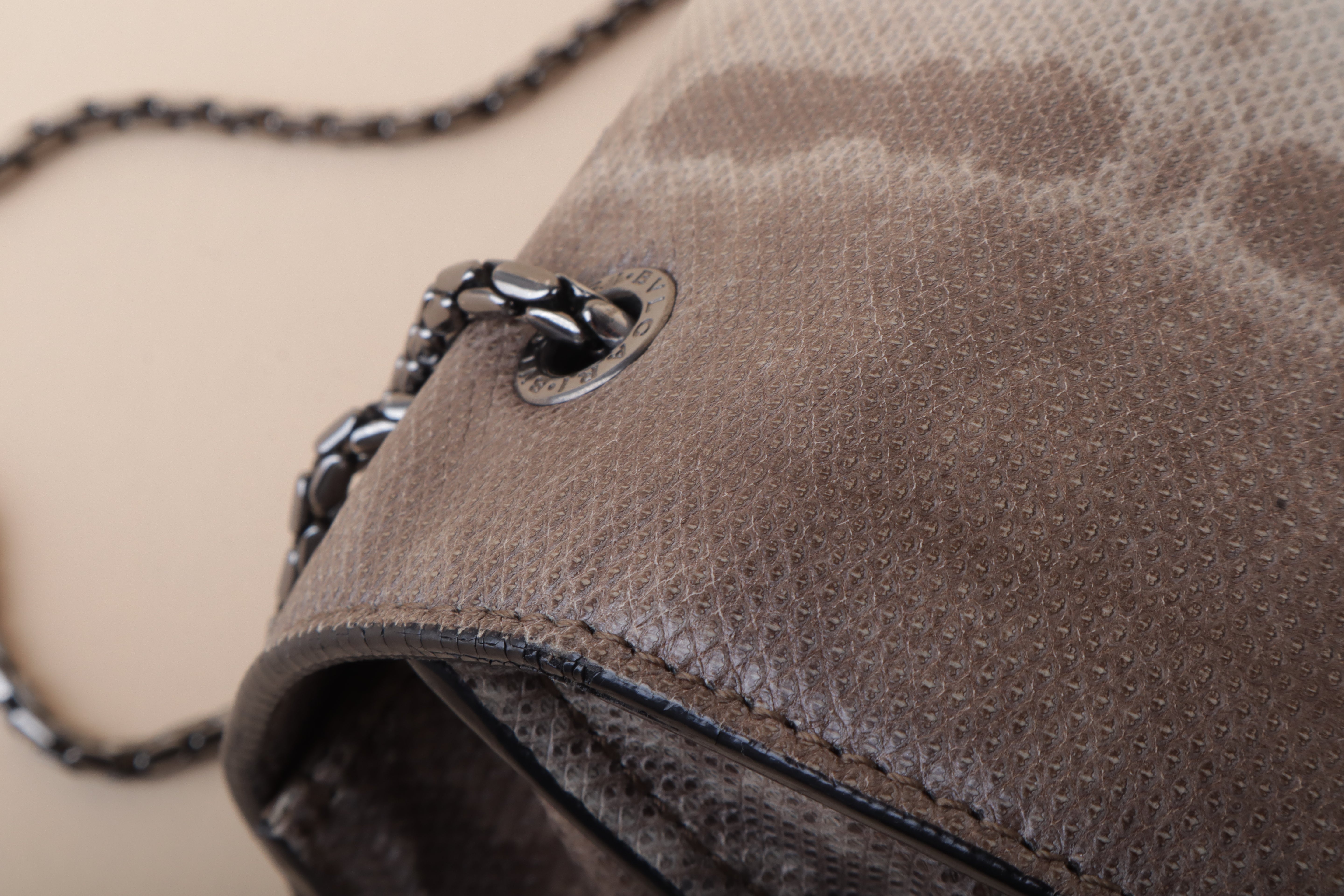 BVLGARI   beige/ Brown Karang Serpentis flap