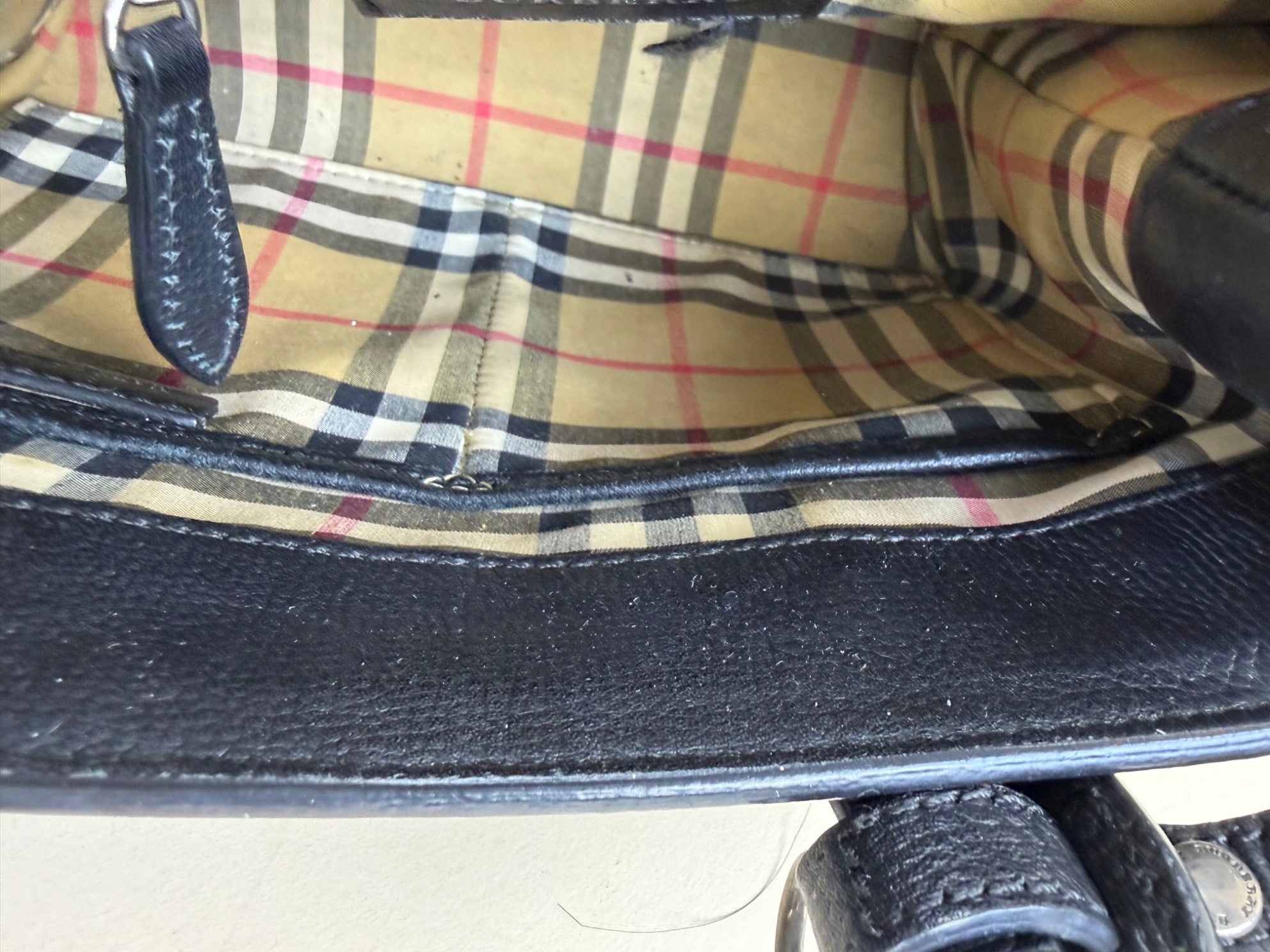 Burberry Black Small Banner House Check Tote Bag with Strap