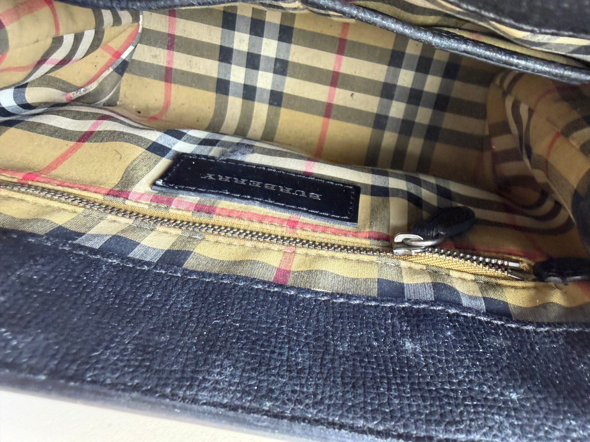 Burberry Black Small Banner House Check Tote Bag with Strap