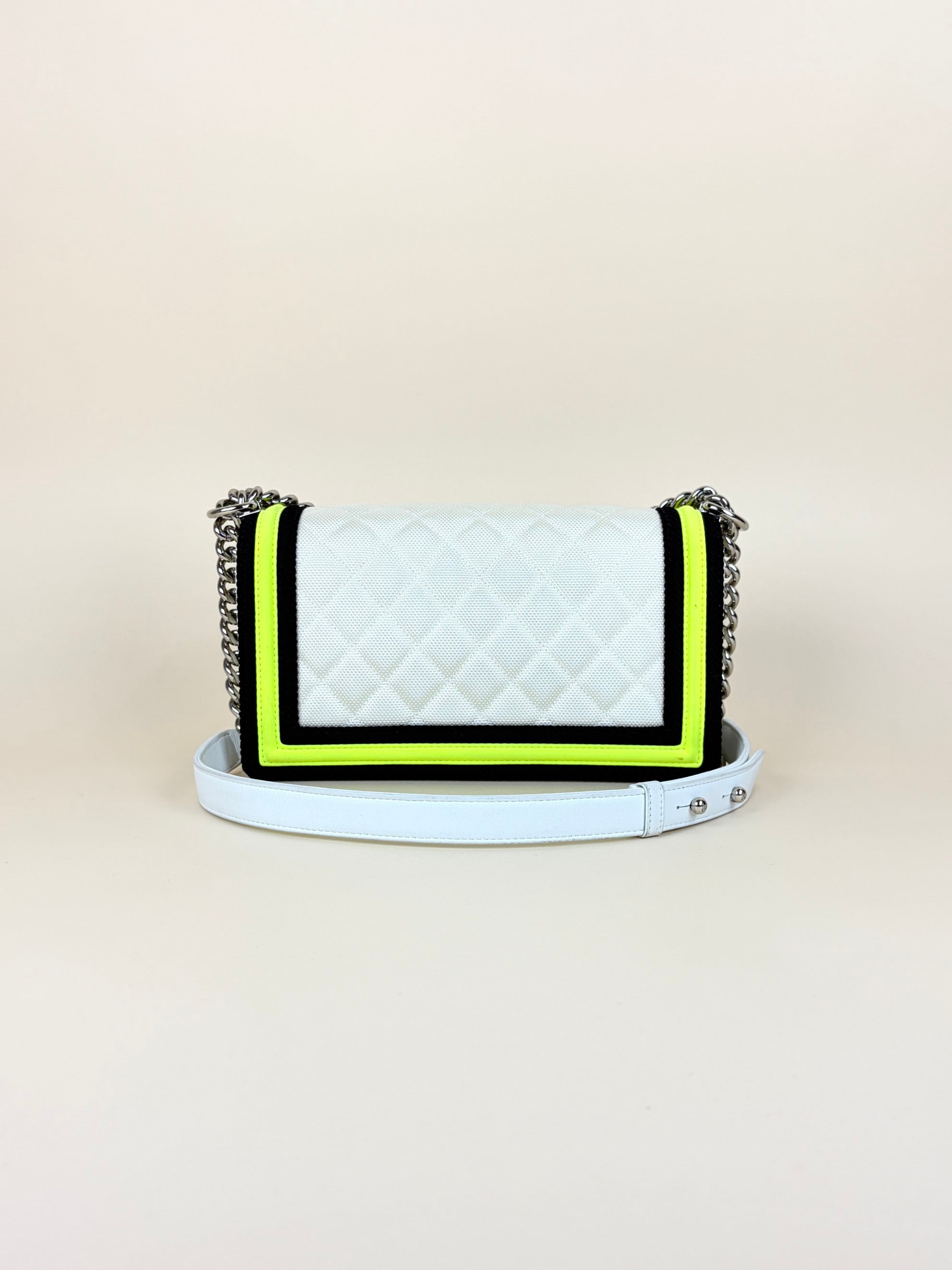 Chanel whitel black/white yellow Quilted Fluo Medium Boy Bag