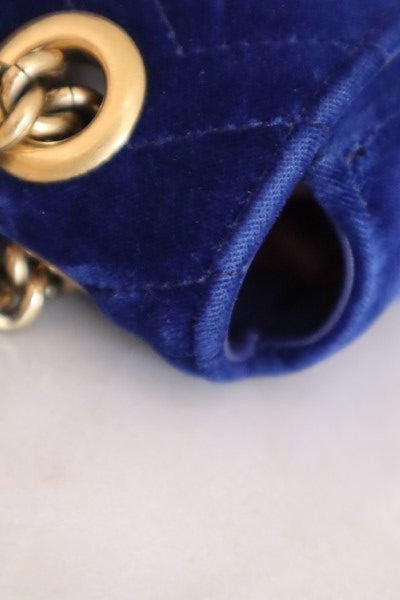 Gucci Blue Velvet Marmont Embroidered Modern Medium Bag