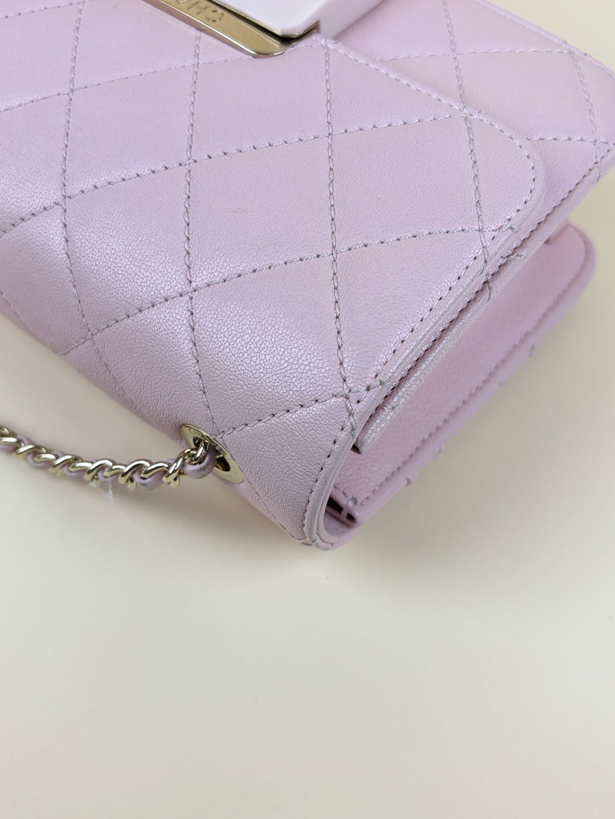Chanel pink sheepskin quilted mini beauty lock flap bag
