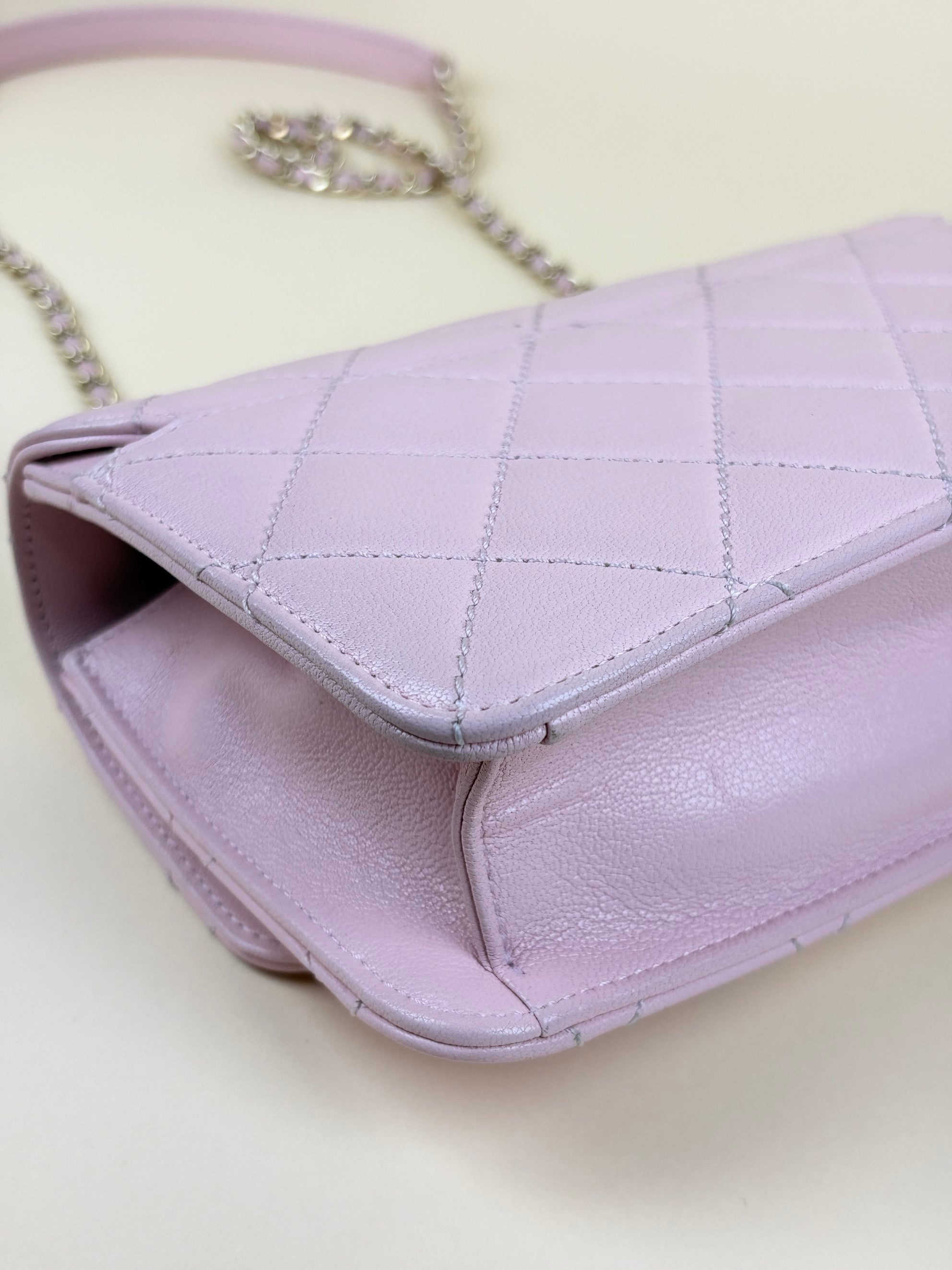 Chanel pink sheepskin quilted mini beauty lock flap bag