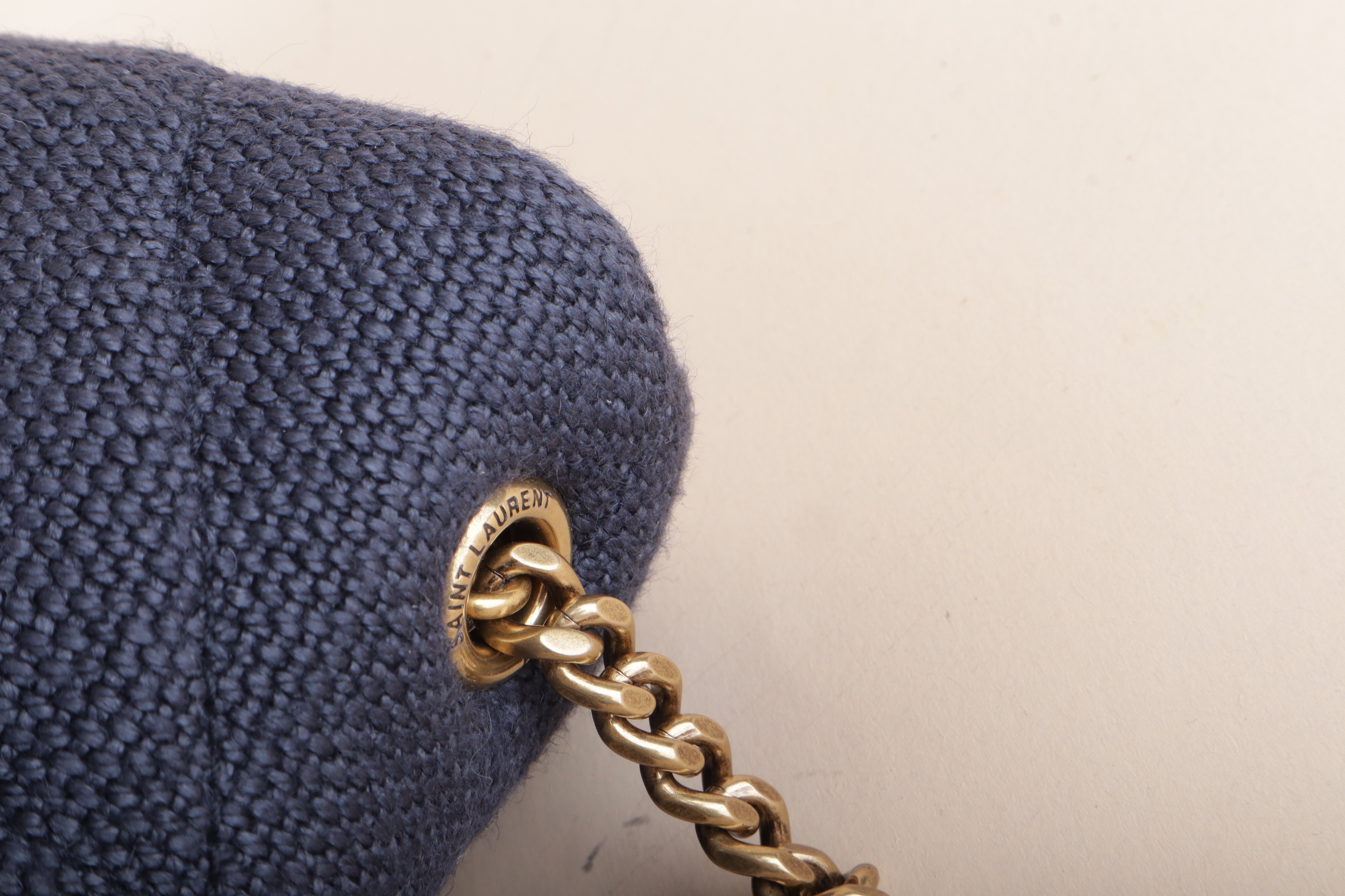 YSL navy blue Puffer Toy Fabric Shoulder bag