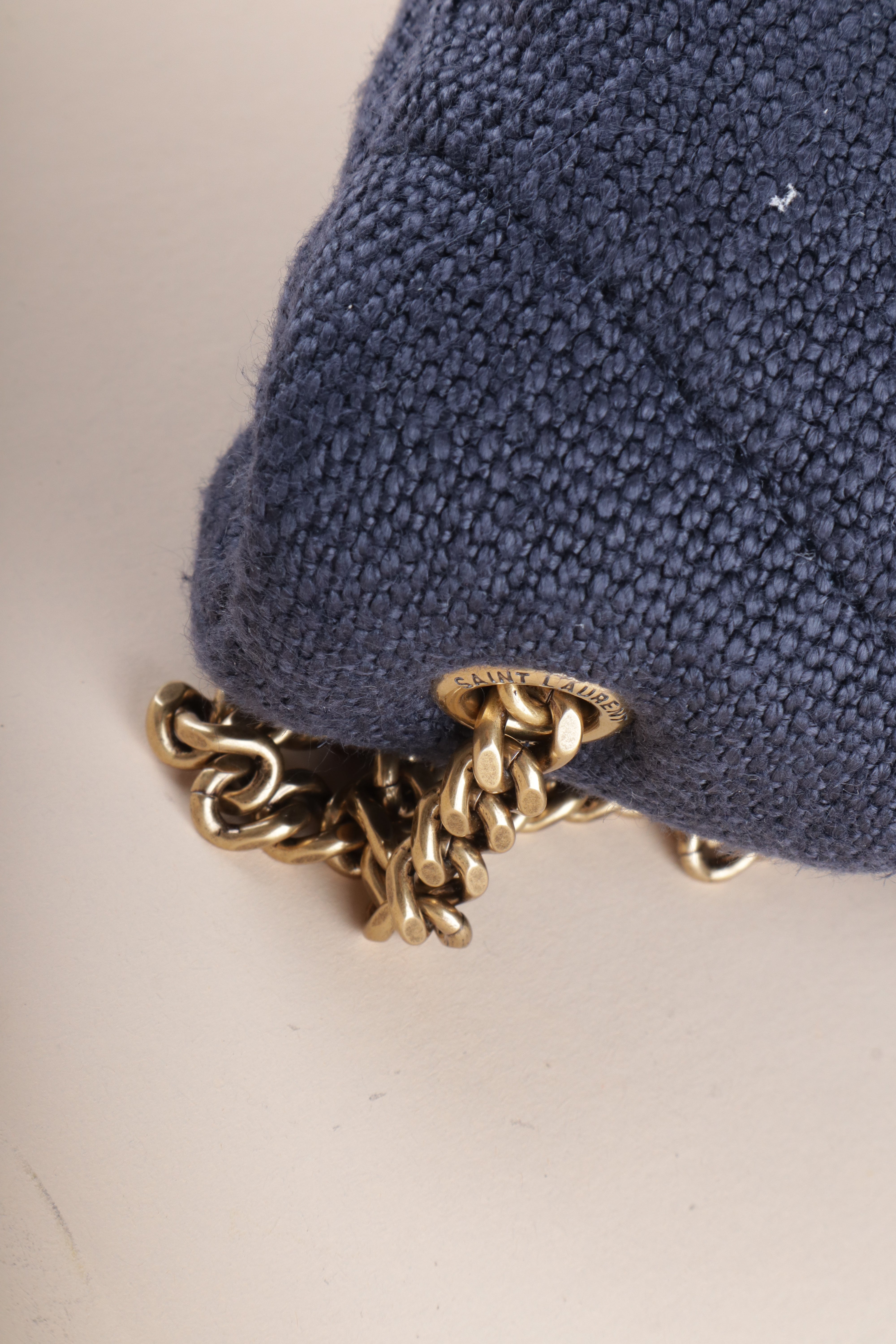 YSL navy blue Puffer Toy Fabric Shoulder bag
