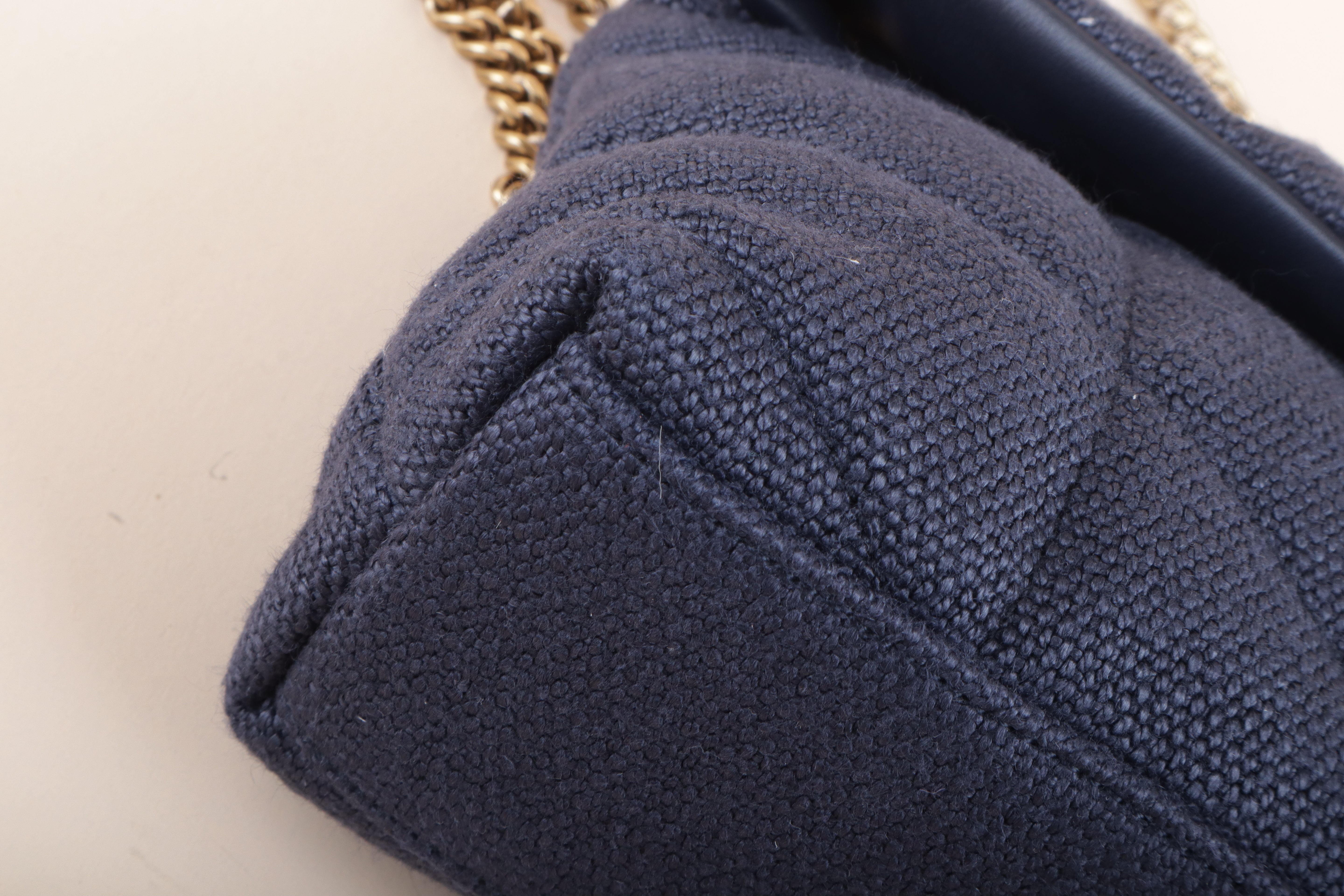 YSL navy blue Puffer Toy Fabric Shoulder bag