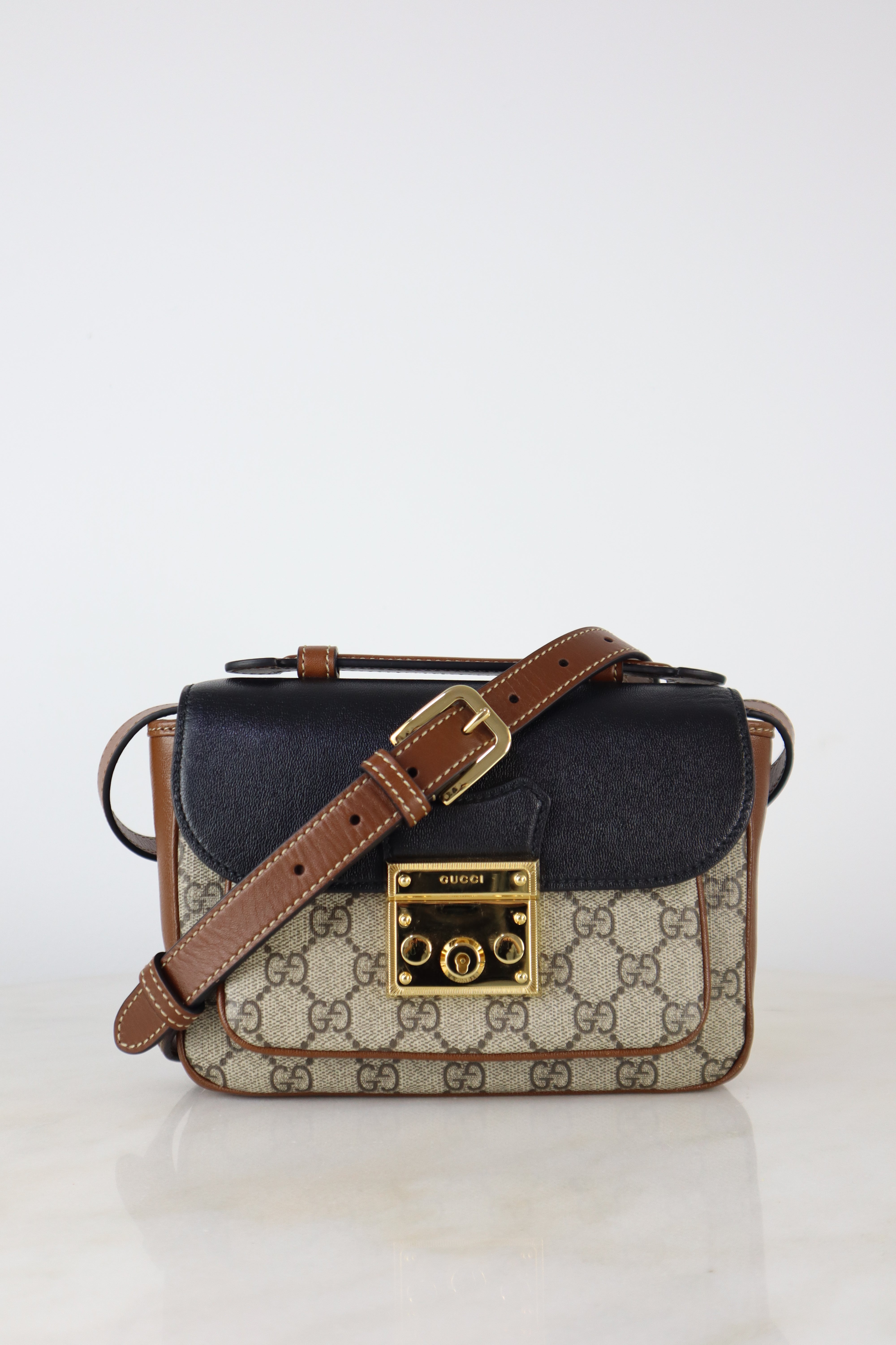 Gucci Tricolor Monogram GG Supreme New Sakai Lux Mini Padlock Shoulder Bag