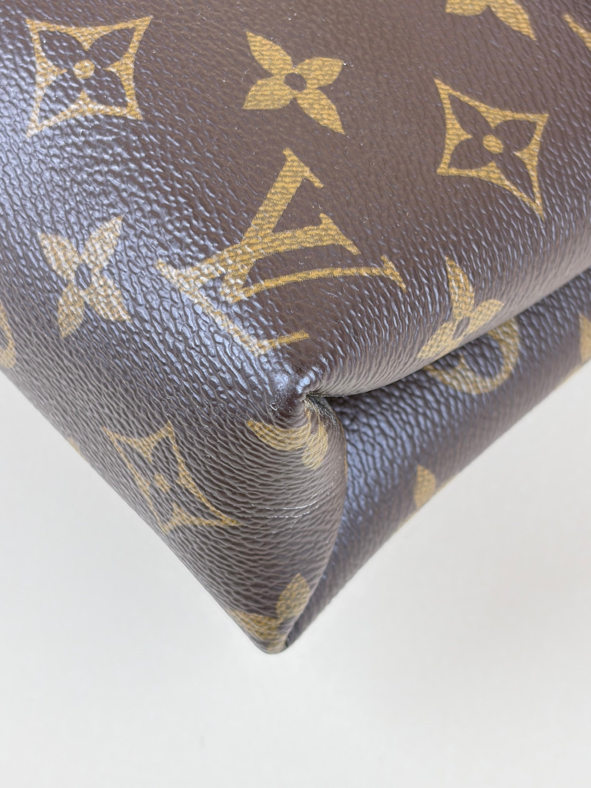 Louis Vuitton canvas and black calfskin Pallas chain