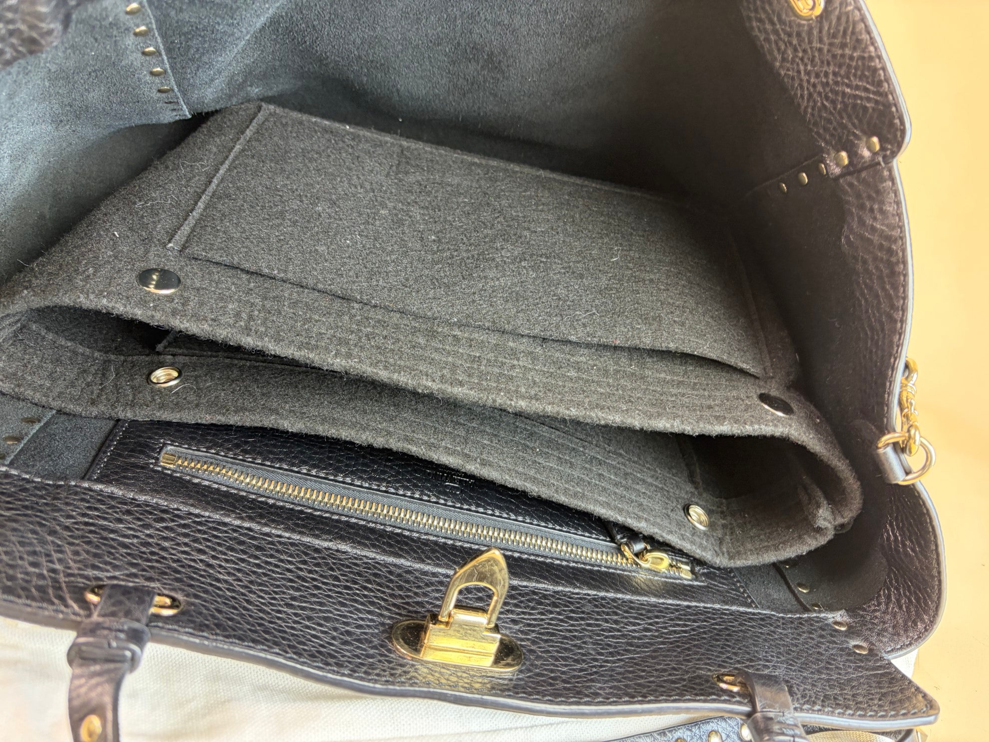 Valentino black Vitello Rockstud medium Bag