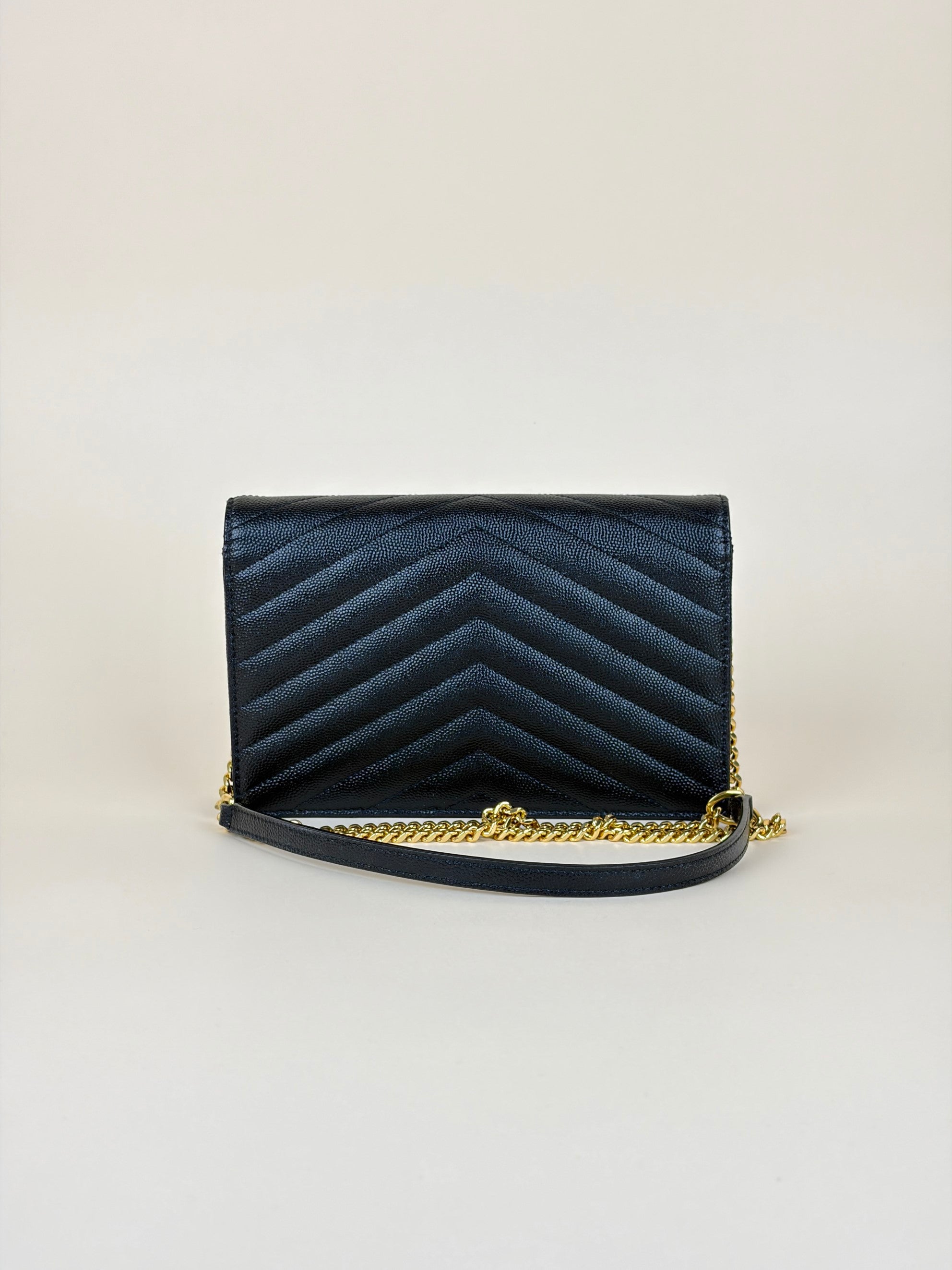 YSL black Cassandre envelope Wallet On Chain